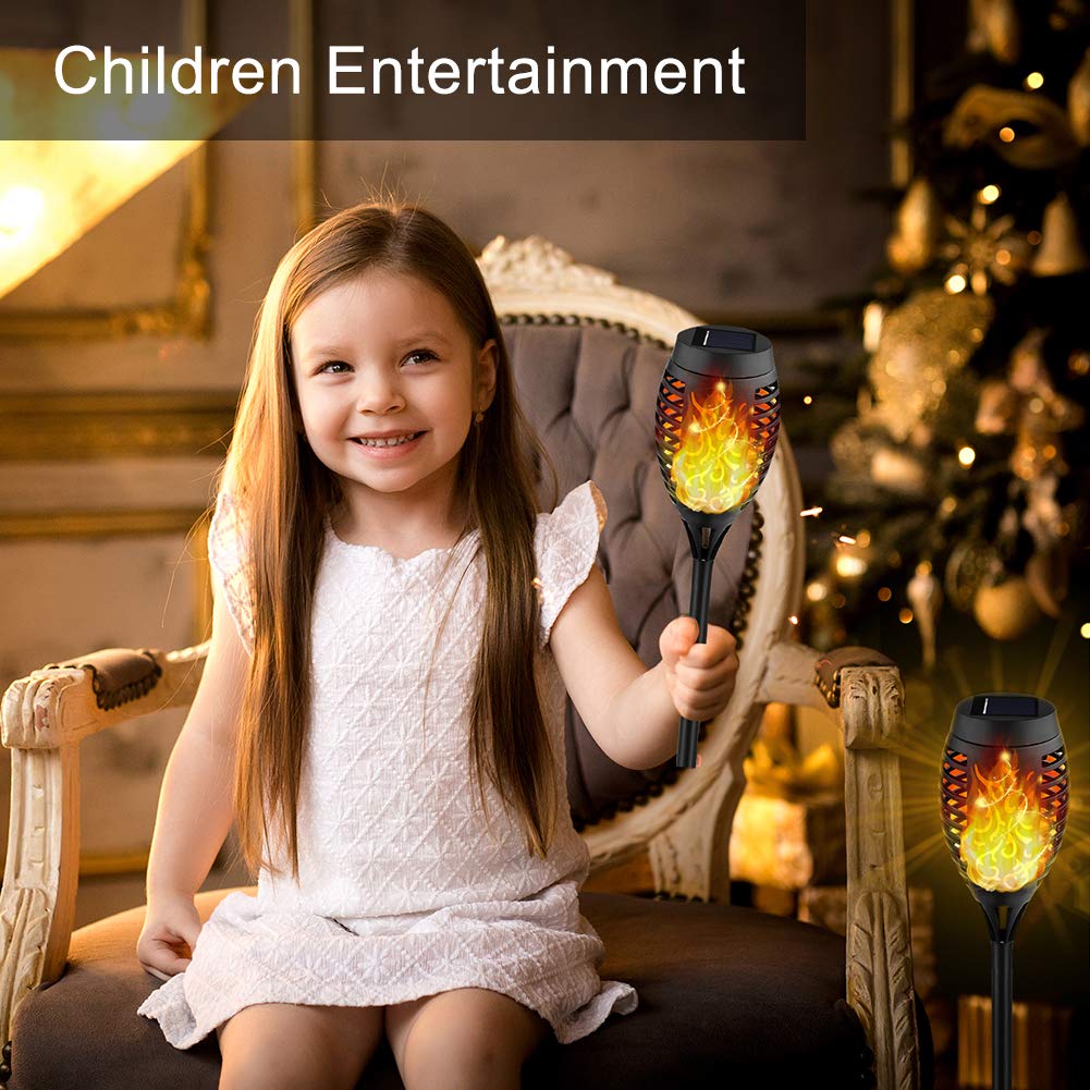 Kurifier Solar Tiki Torches - 12Pack Waterproof Outdoor Lights with Flickering Flame for Garden, Patio, Pool Decor - Model Solar Outdoor Lights-002