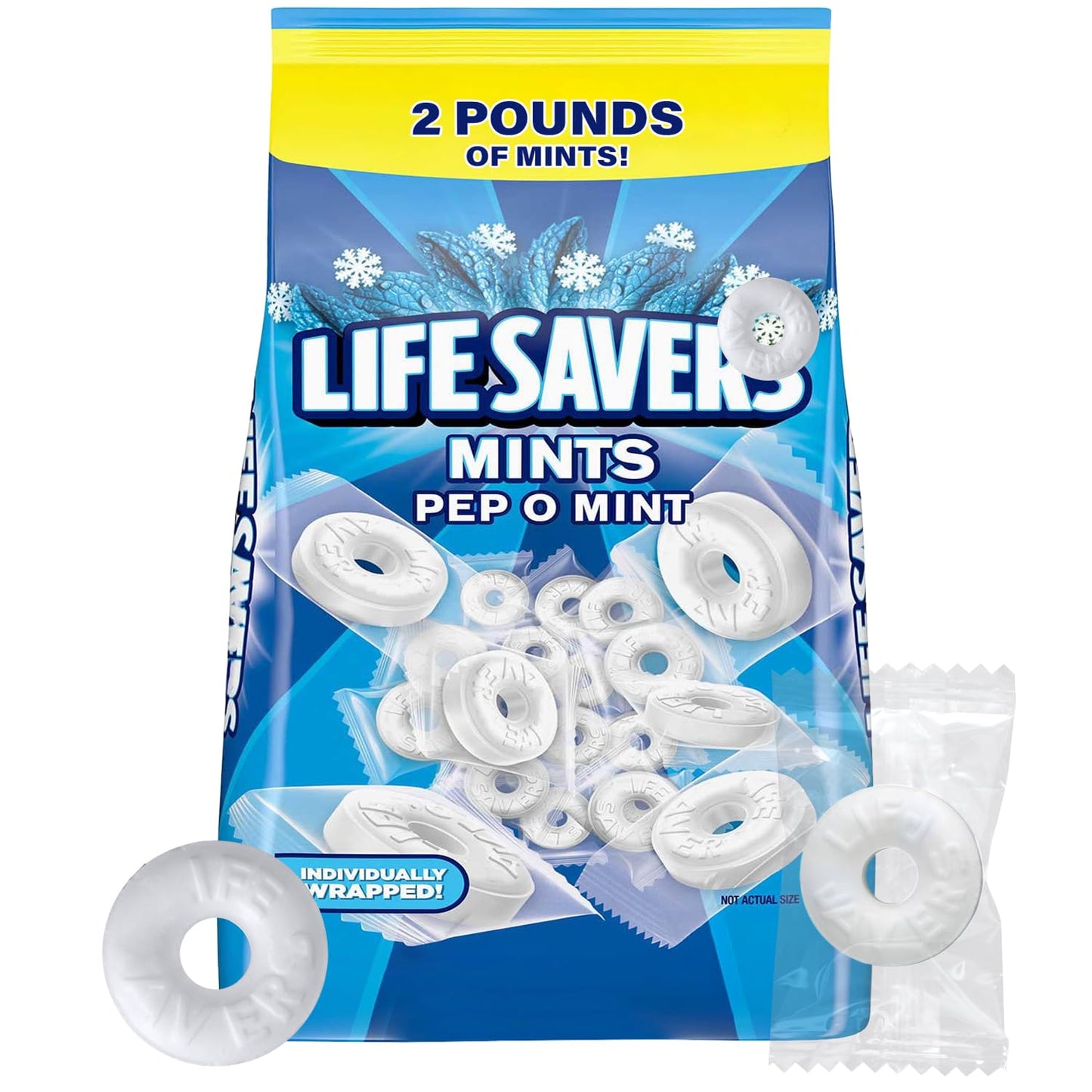 Pep O Mint Mints Bulk Individually Wrapped 2lb Pack of LifeSavrs Hard Candy Candy in Bulk Perfect for Holidays Weddings and Corporate Even