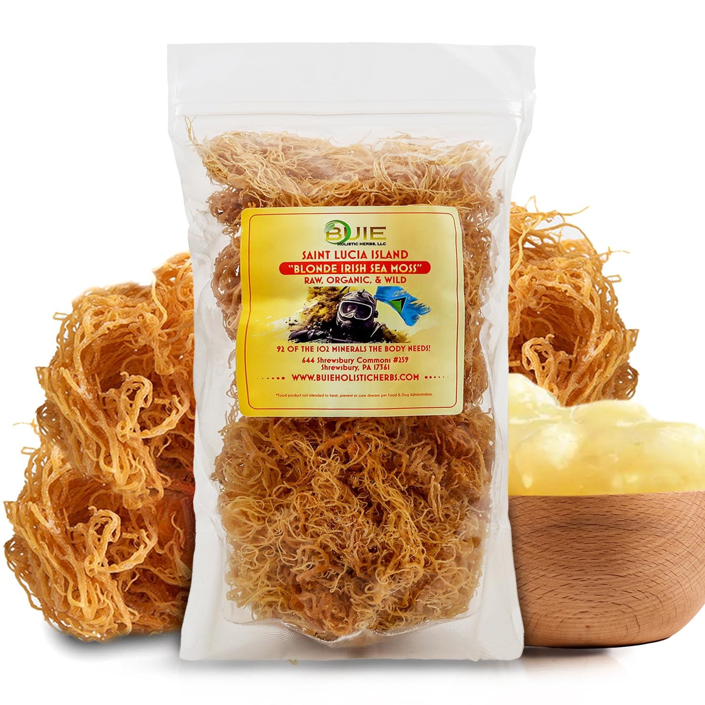 Golden Irish Sea Moss | Wildcrafted from St. Lucia | 80oz Makes ~1200+ oz Sea Moss Gel | 100% Natural, Raw & Sun-Dried | Dr. Seb