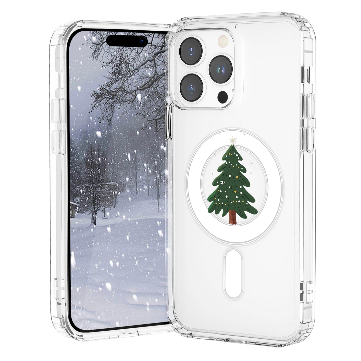 VibrantFruitique Christmas Case for iPhone 14 Pro Max,Christmas Tree Clear Magnetic Case,Compatible with MagSafe,Soft TPU Bumper