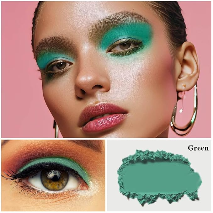 MEICOLY Single Green Eyeshadow Palette with Mirror,Matte Green Eye Shadow for Elphaba Makeup,Pressed Powder Eyeshadow,Matte Shade Eyelid Color Eye Makeup,High Pigment,Long Wear