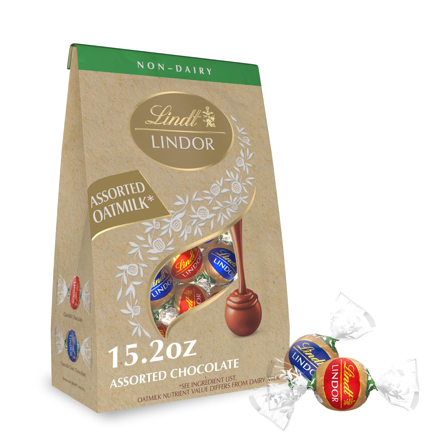 Lindt LINDOR Assorted OatMilk Chocolate Truffles, Non-Dairy, 15.2 oz Full Size