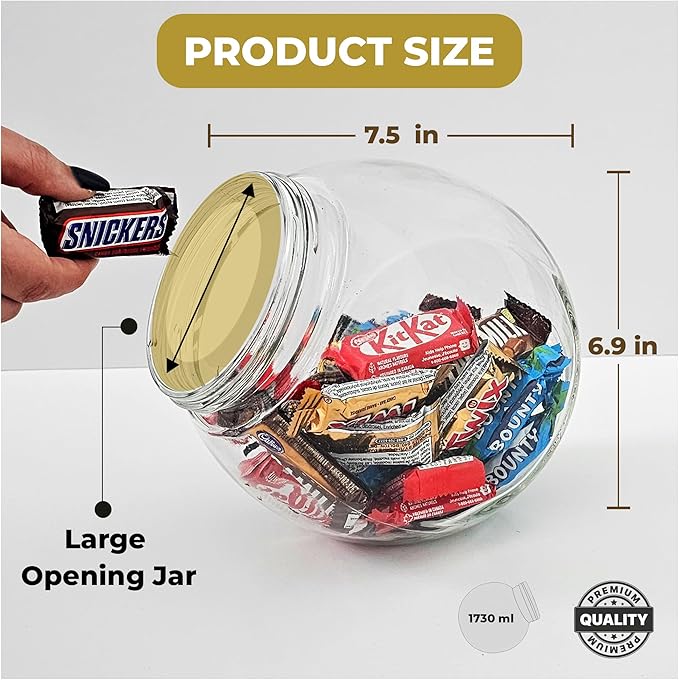 COOKIE JAR WITH LID, GLASS CANDY JAR WITH DATE INDICATOR LID, LARGE GLASS JAR FOR SUGAR, SNACK AND JELLY BEAN, CONTAINER FOR COFFEE, STORAGE FOR DRIED GOODS AND PET TREATS