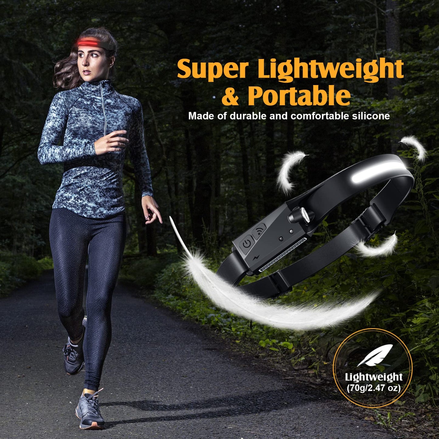 Xflyee Led Headlamp Rechargeable, 230° Wide Beam, 6 Modes, Ipx4 Waterproof, Deep Black, Model W678-3, Ideal For Outdoor Activities