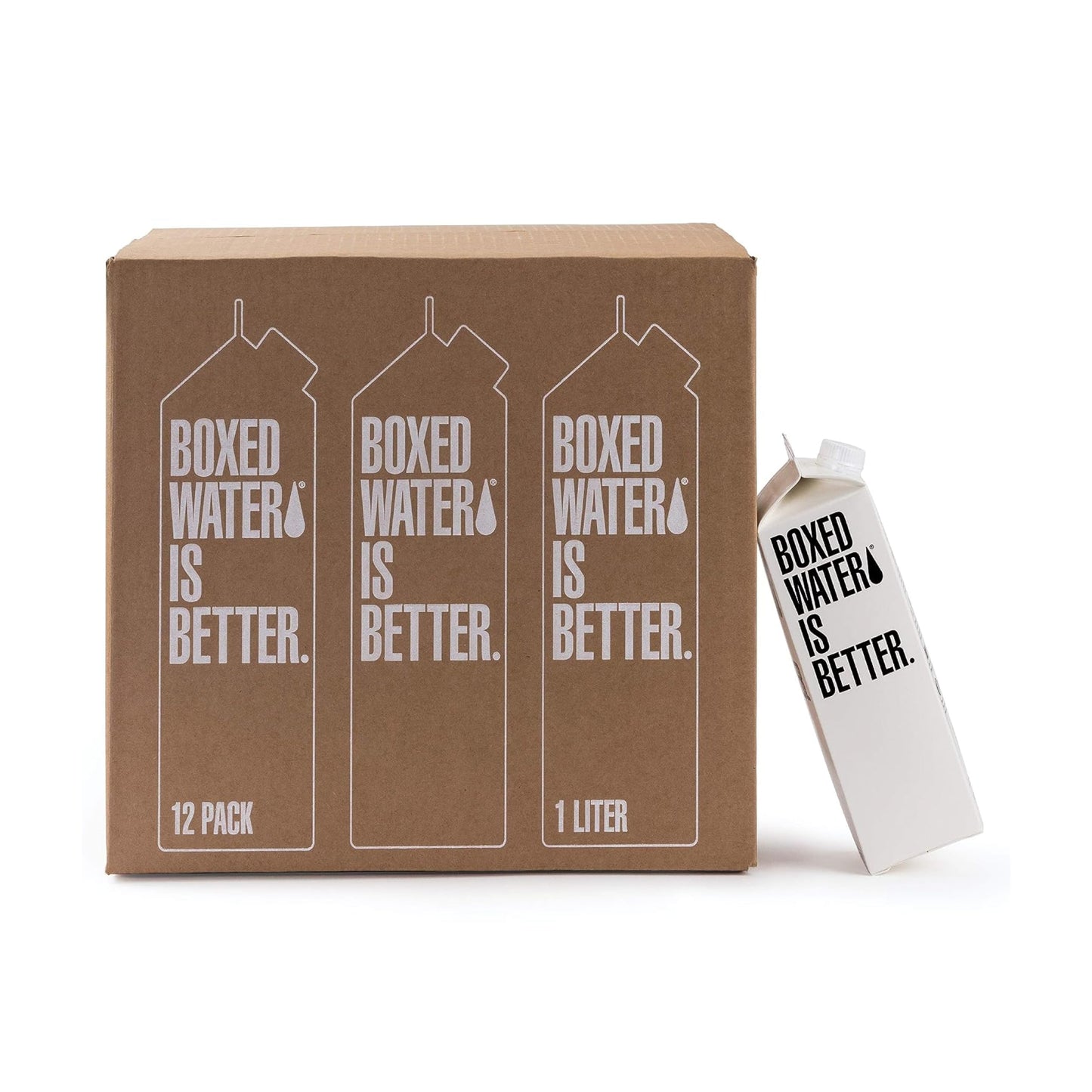 Boxed Water 33.8 oz. (12 Pack) - Purified Drinking Water in 92% Plant- Based Boxes - 100% Recyclable, BPA-Free, Refillable/Reusa