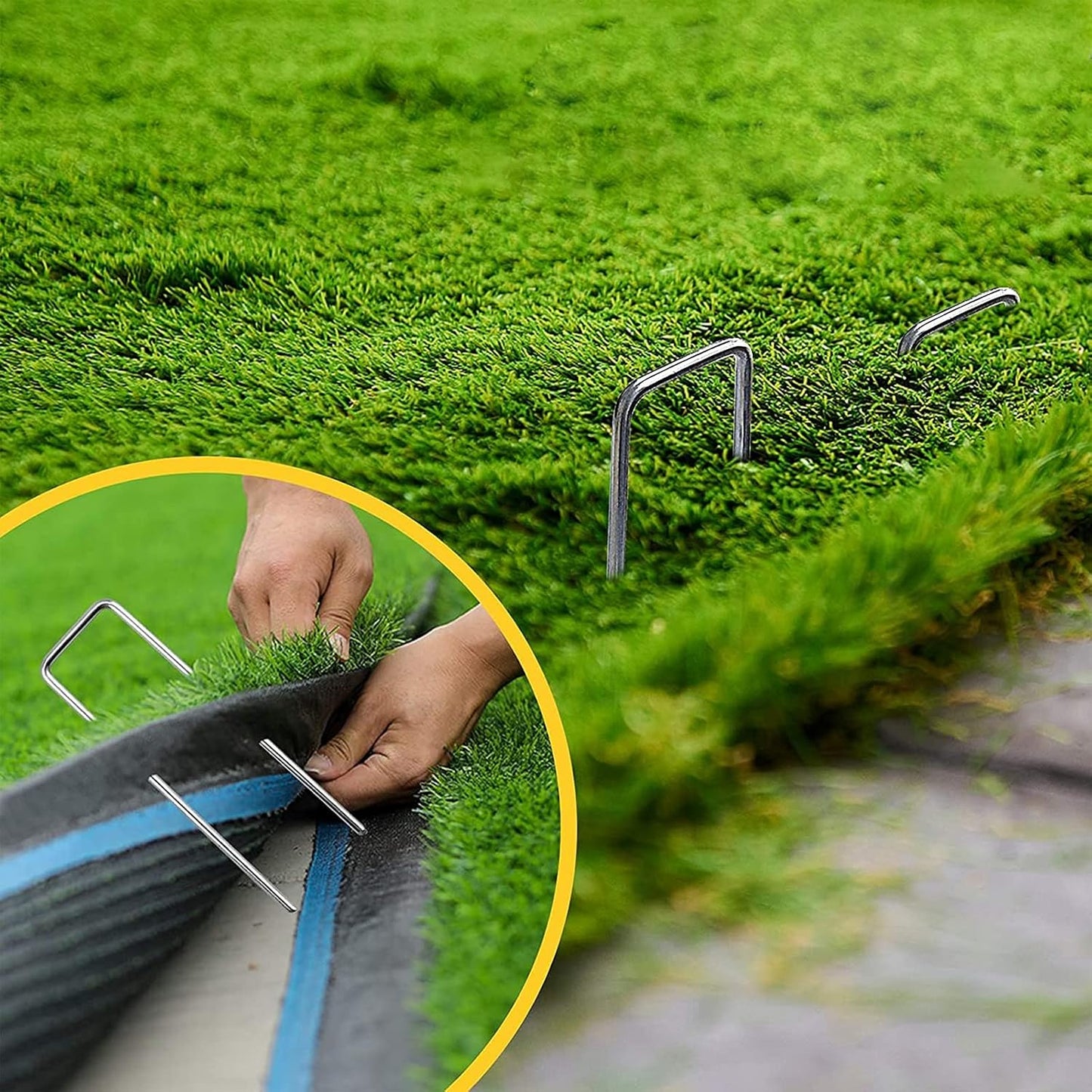 Landscape Staples Galvanized Garden Stakes,4 inch 200 Pack 12 GaugeHeavy Duty Garden Pins for Fences, Lawns, Weed Barriers and Landscape Fabrics, Irrigation Hose,Yard Lawn, Landscape Fabric.