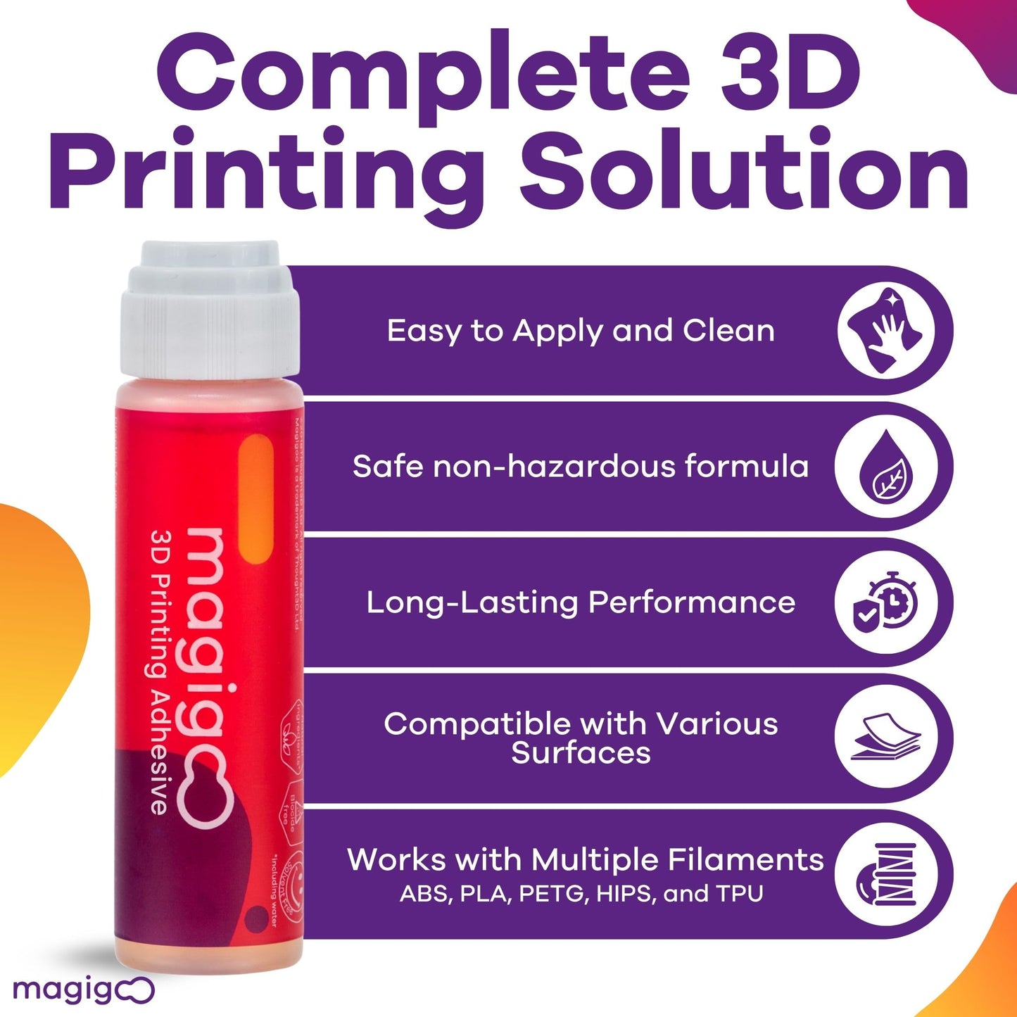 Magigoo - MO2016 All-in-One 3D Printer Adhesive Glue - ABS, PLA, PETG, HIPS, and TPU Flex Filament on Glass, Flex Plate, PEI, Buildtak, Kapton - 3D Printing Accessories, Supplies, and Materials (50mL)