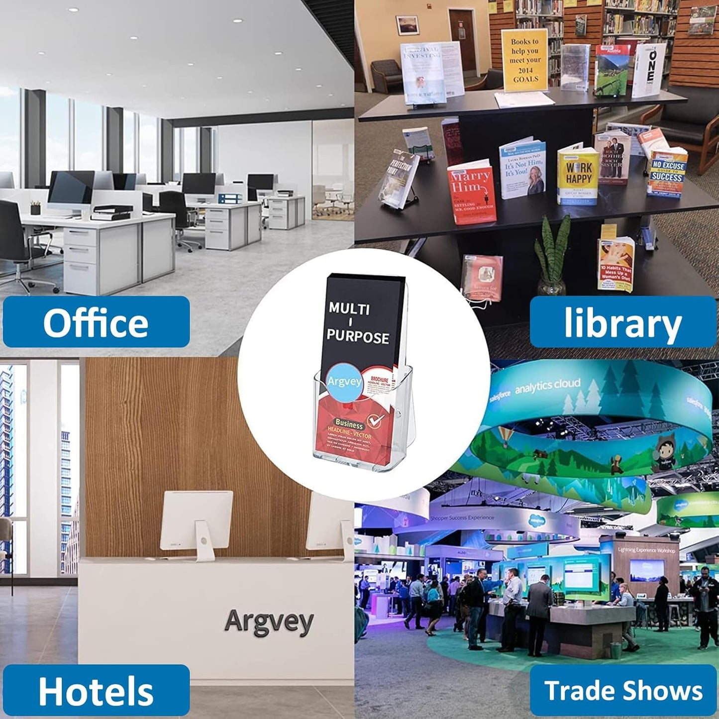 Acrylic Brochure Holder 4x9 Inch, Clear Pamphlet Holder Display Stand for Trifold 4 Inch Flyers, Booklets, Table Signs, Plastic Rack Card Holder for Office, Home, Store, 2 Pack