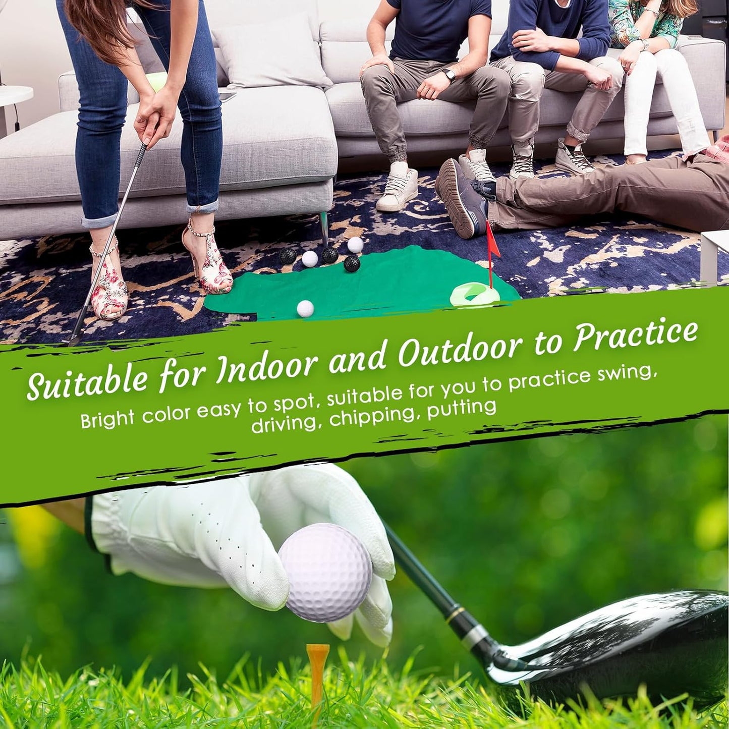 Yunsailing 50 Pack Foam Golf Practice Balls Realistic Feel Flight Training Golf Balls Bulk for Indoor or Outdoor Backyard