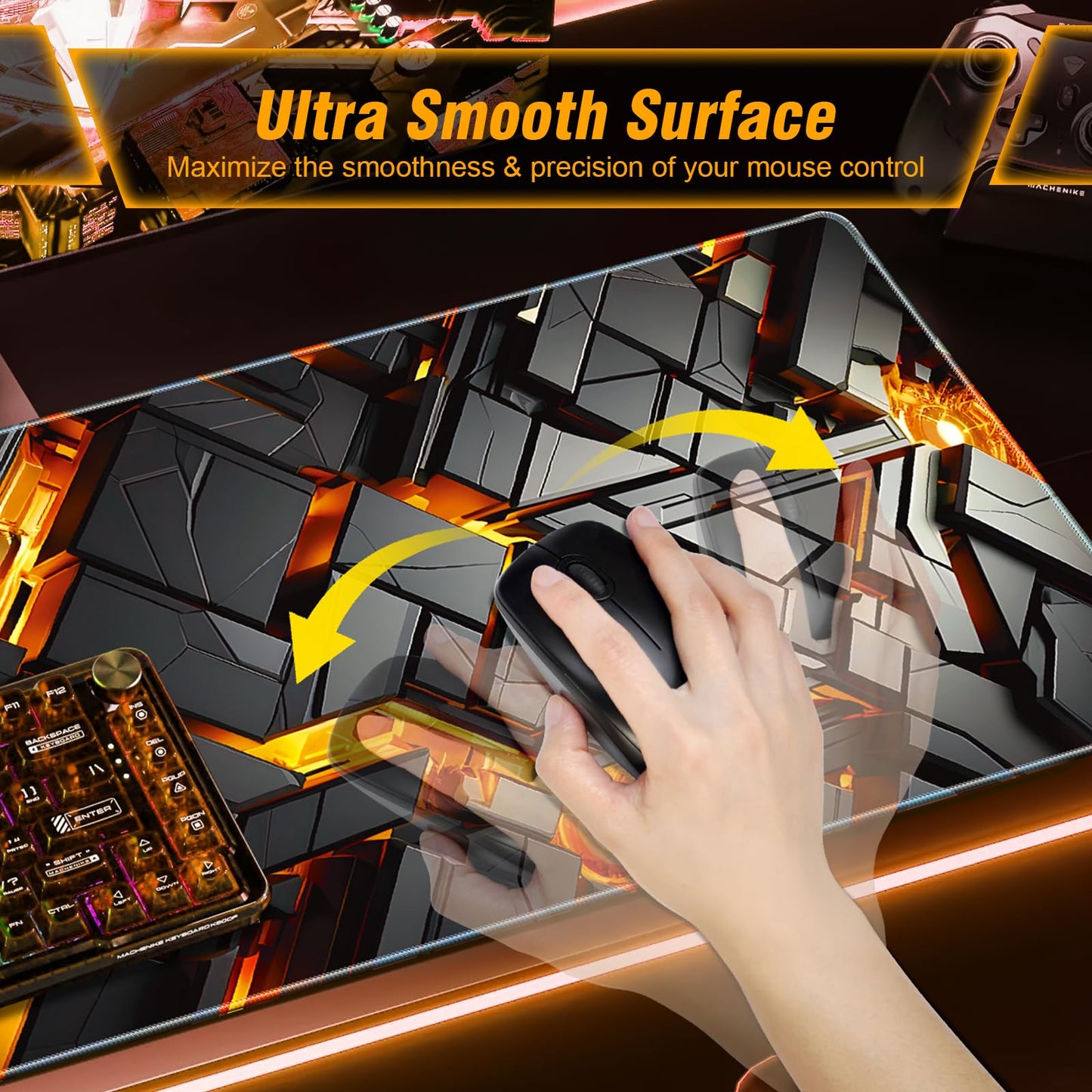 Large Mousepad Gaming, 35.4x15.7in Mouse Pad for Professional Gaming & Comfort Office, Quality Lycra Cloth Extra Large Mouse Pad XXXL, Non-Slip Rubber Base Lightweight Mousepad