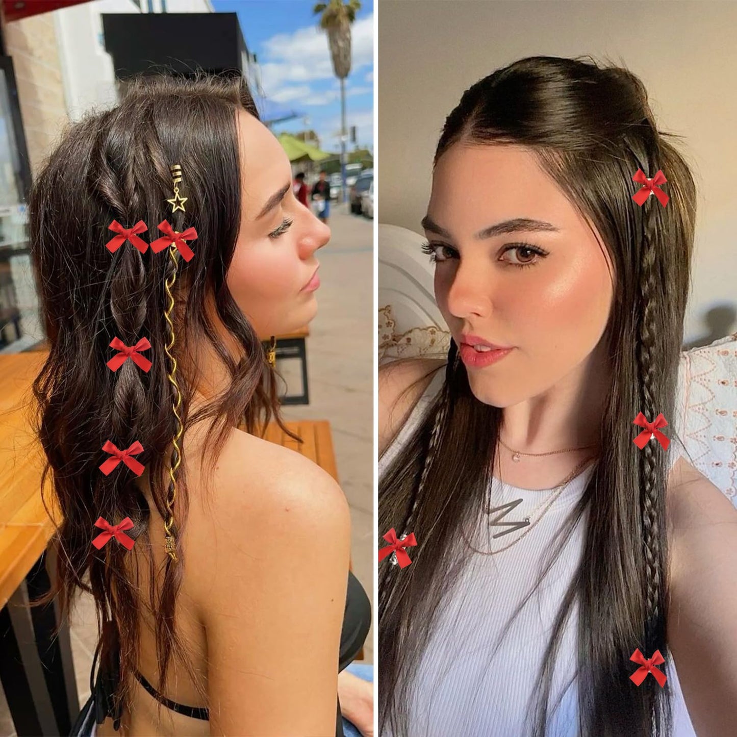 Mini Hair Bows for Women Girls Cute Hair Clips Small Alligator Hair Ribbon Accessories -30P - Red