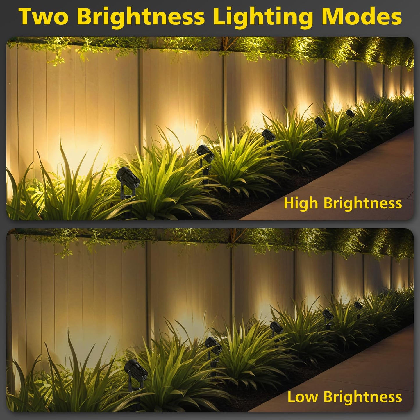 T-SUN Solar Spotlights 2W LED Landscape Light, 2-in-1 Waterproof Wall Lights, Warm White