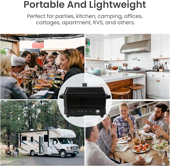 Portable Induction Cooktop 1500W with Grill Pan & Rack, Sensor Touch Hot Plate for Countertop, 6 Temp Levels, Auto Shut-Off, LED Display, Pot Detection, Electric Burner for Indoor BBQ & Cooking