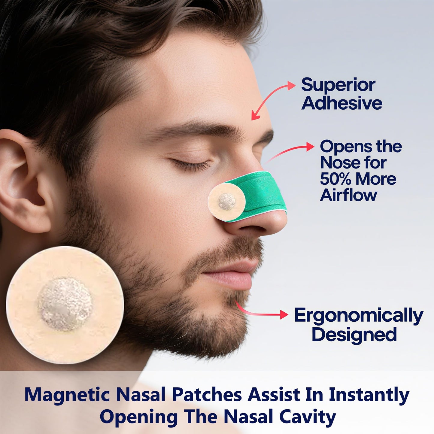 Magnetic Nose Clip Patch Refill,Nasal Strips Refill Pack(30Pairs) Enhanced Breathing, Sleep Aid & Snore Reduction