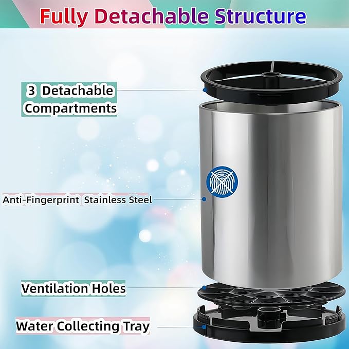 Kitchen Utensil Holder Extra Large Rotating For Counter Organizer Stainless Steel Storage Cooking Silverware Caddy 3 Compartment Flatware Spoon Spatula Tool Cutlery Container(2 Set Silvery)