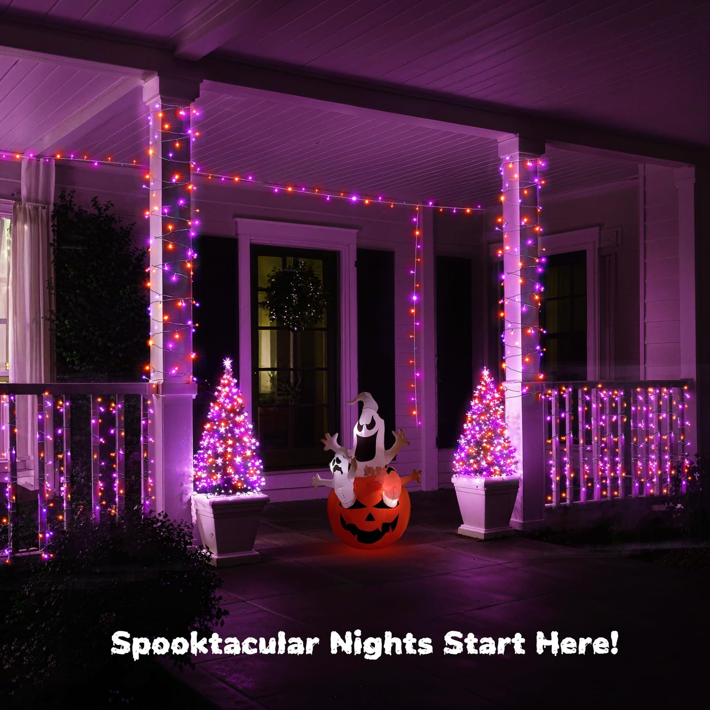 Wbao Halloween Lights Orange Purple 500Led 174Ft Super Bright Led Halloween String Lights With Ul Certified 8 Lighting Modes Timer Memory & Waterproof For Indoor Outdoor Holiday Party Decorations