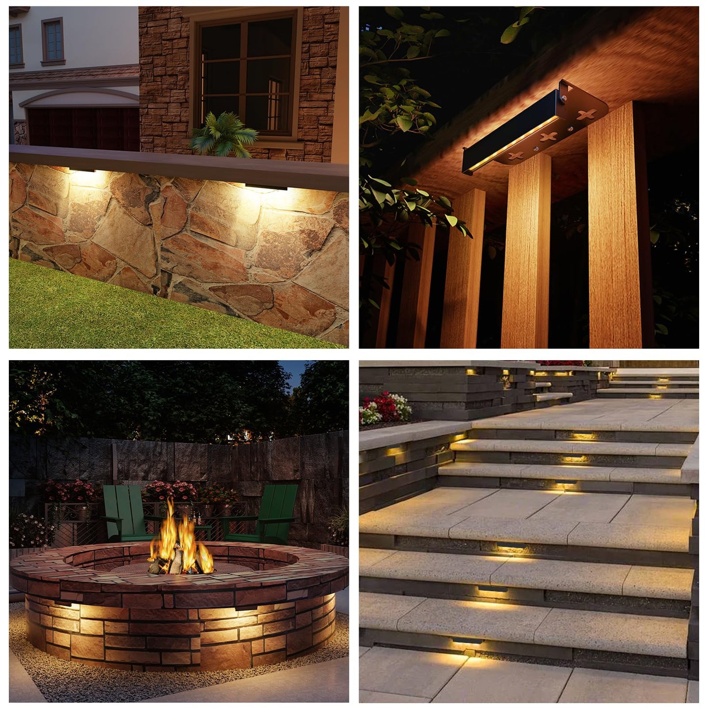 Raxjov 4 Pack 7 Inch Retaining Wall Lights 5W Led Hardscape Lighting 12V Ac/Dc Low Voltage Step Lights Outdoor 2700K Soft White Ip65 Waterproof Landscape Lighting For Patio Walls Stairs