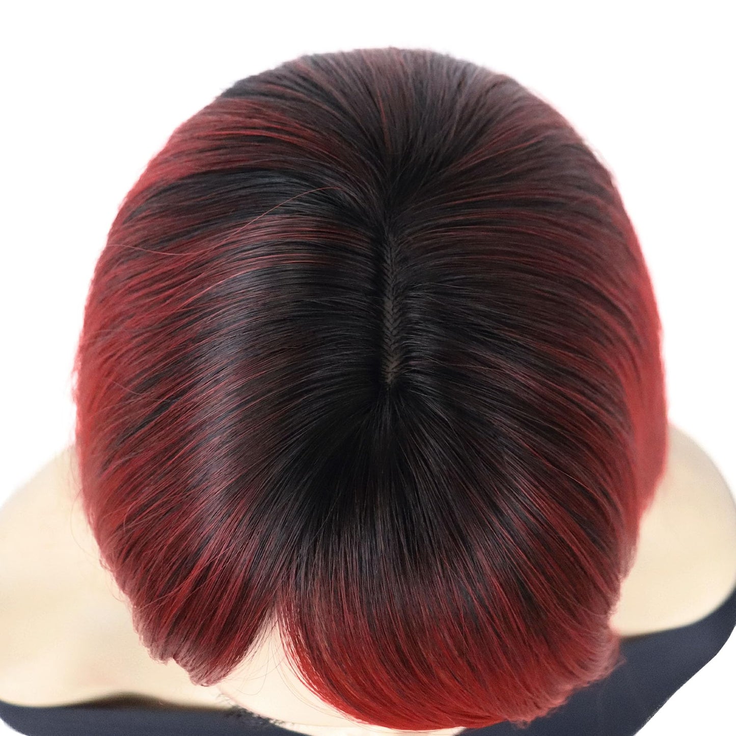 GNIMEGIL Two Tone Red and Black Wigs for Women 26 inch Long Straight Synthetic Wig Drag Queen Roleplay Cosplay Goth Wig Hallowee