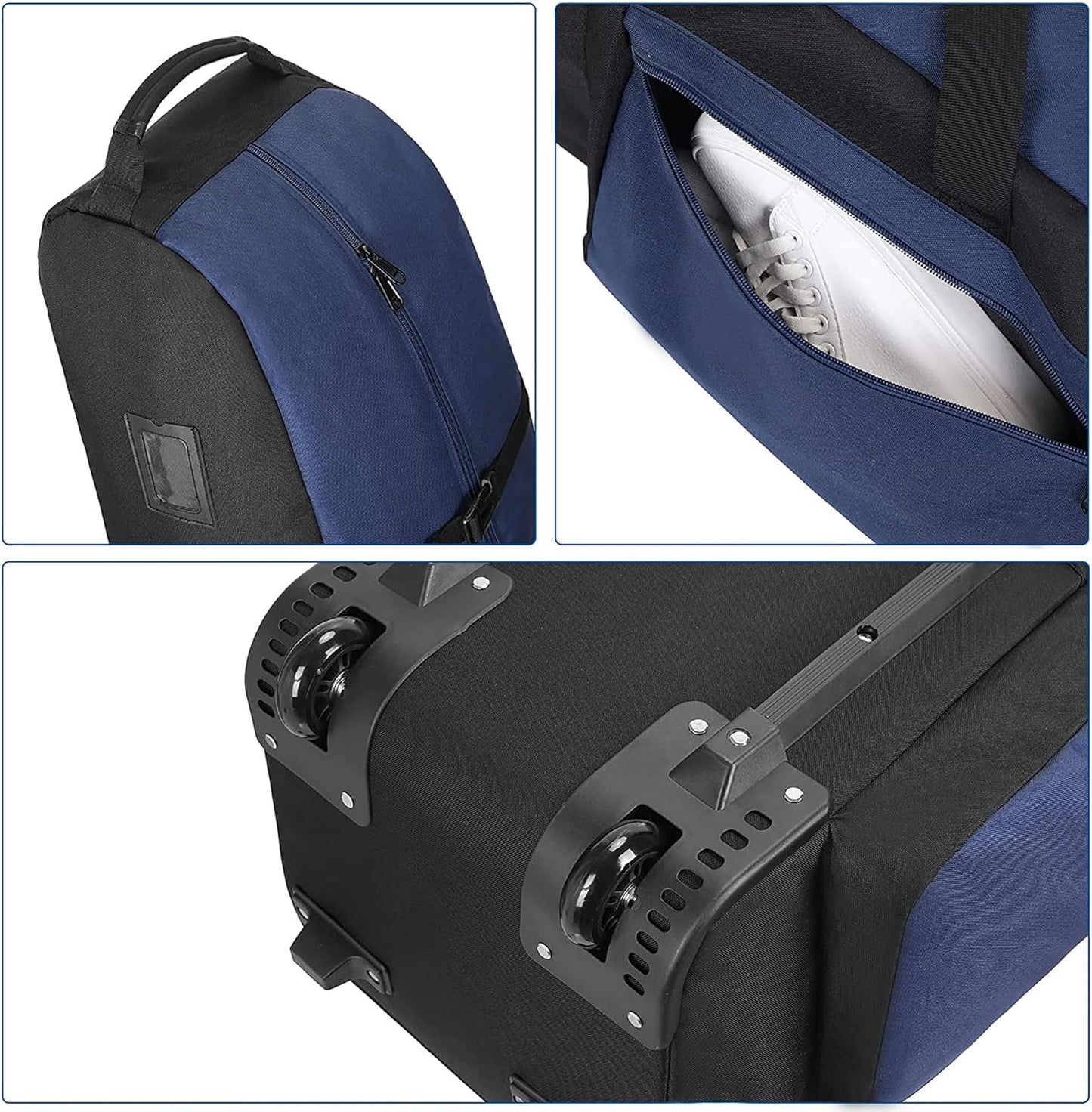 Foldable Padded Golf Travel Bag, Heavy Duty 900D Polyester Golf Club Bag Waterproof Golf Carry Bag Cart Bag with Wheels, Soft-Sided Spacial Size for Golf Gear Transportation
