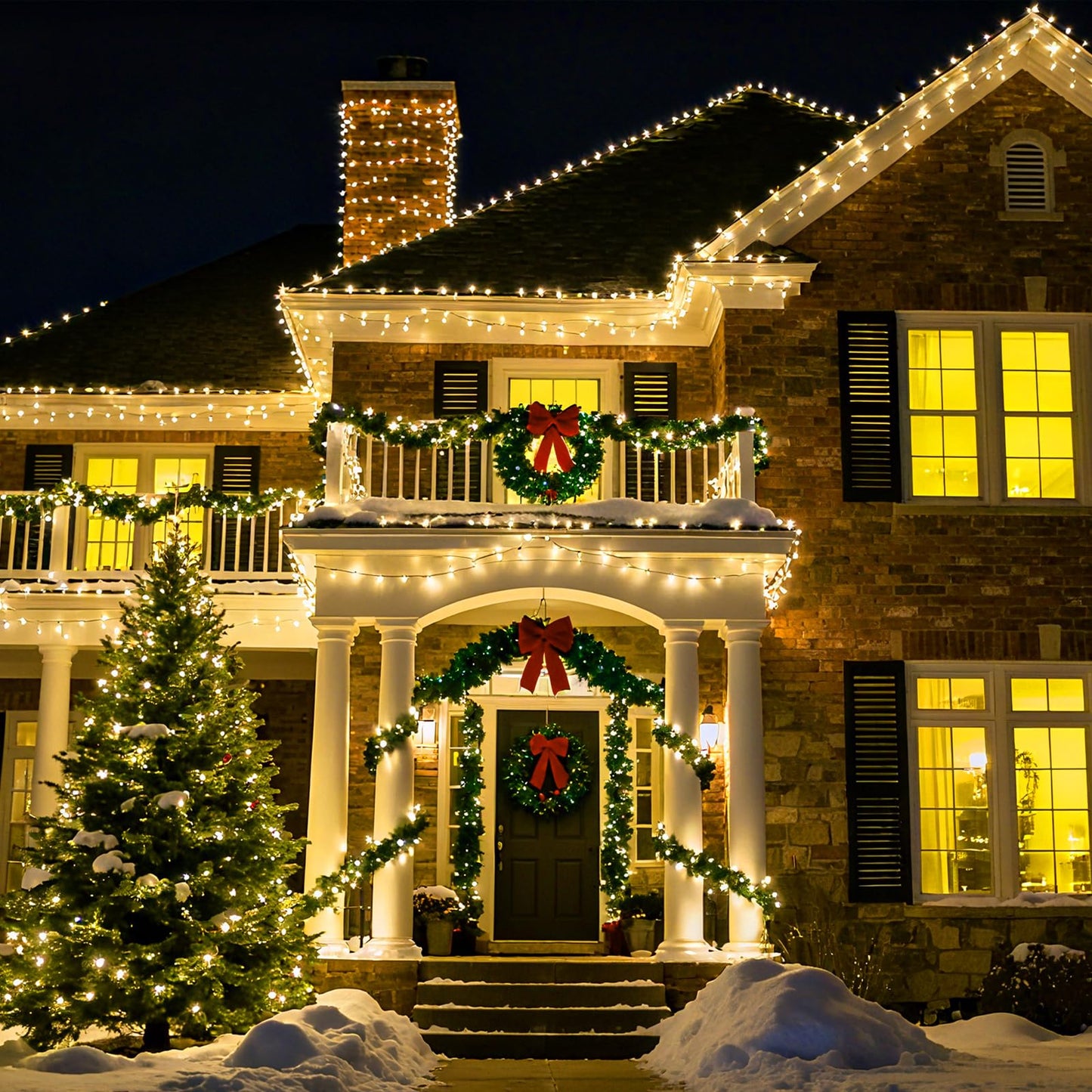 Lycklig Fairy Lights Plug In 195Ft 3000Led Warm Christmas Garland Lights With Timer Remote Waterproof Fire er Twinkle Cluster String Light For Bedroom Wreath Party Wreath Tree Decor Green Wire
