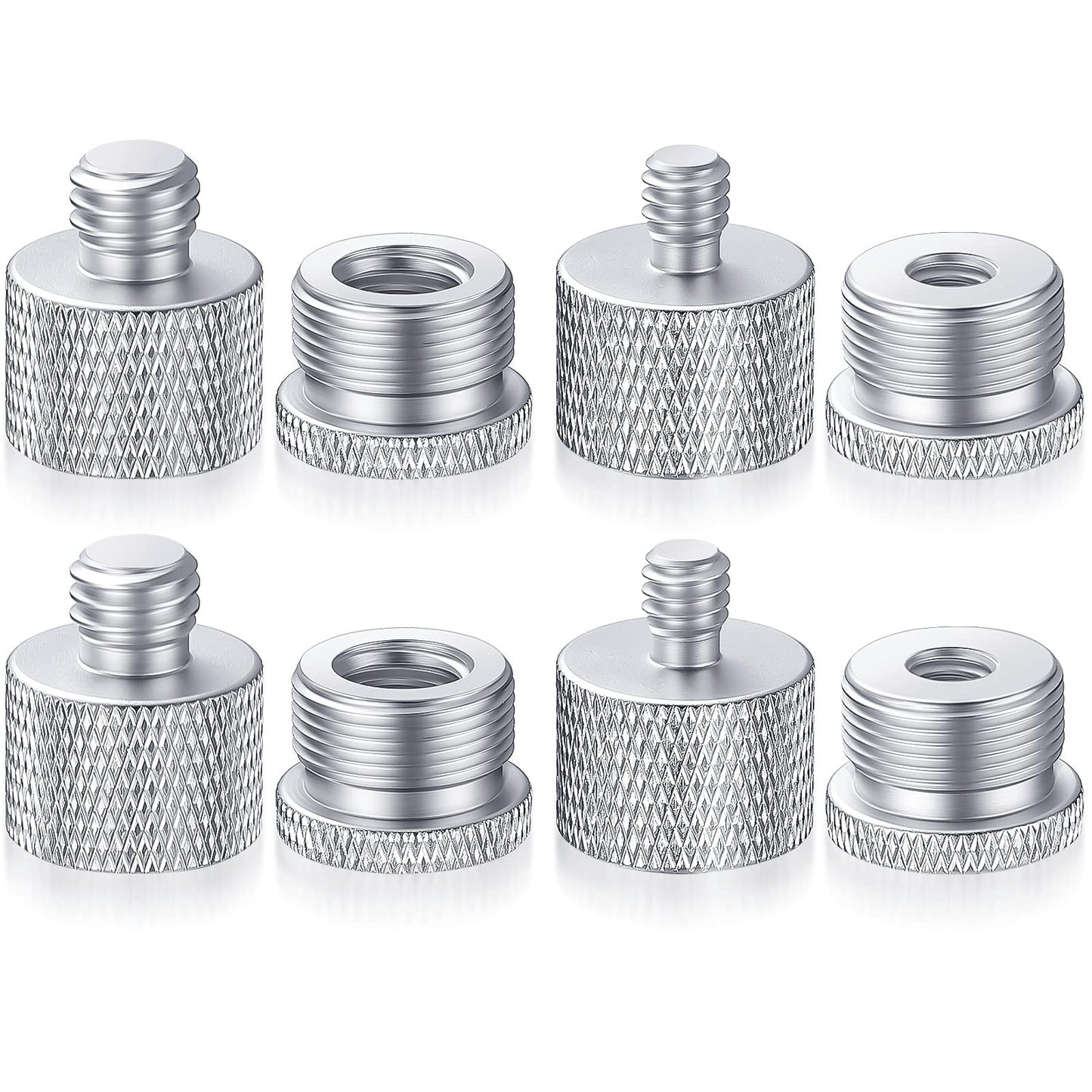 Moxweyeni 8 Pcs Mic Stand Adapter 5/8 Female to 3/8 Male, 3/8 Female to 5/8 Male, 5/8 to 1/4 and 1/4 to 5/8 Screw Mic Thread Ada