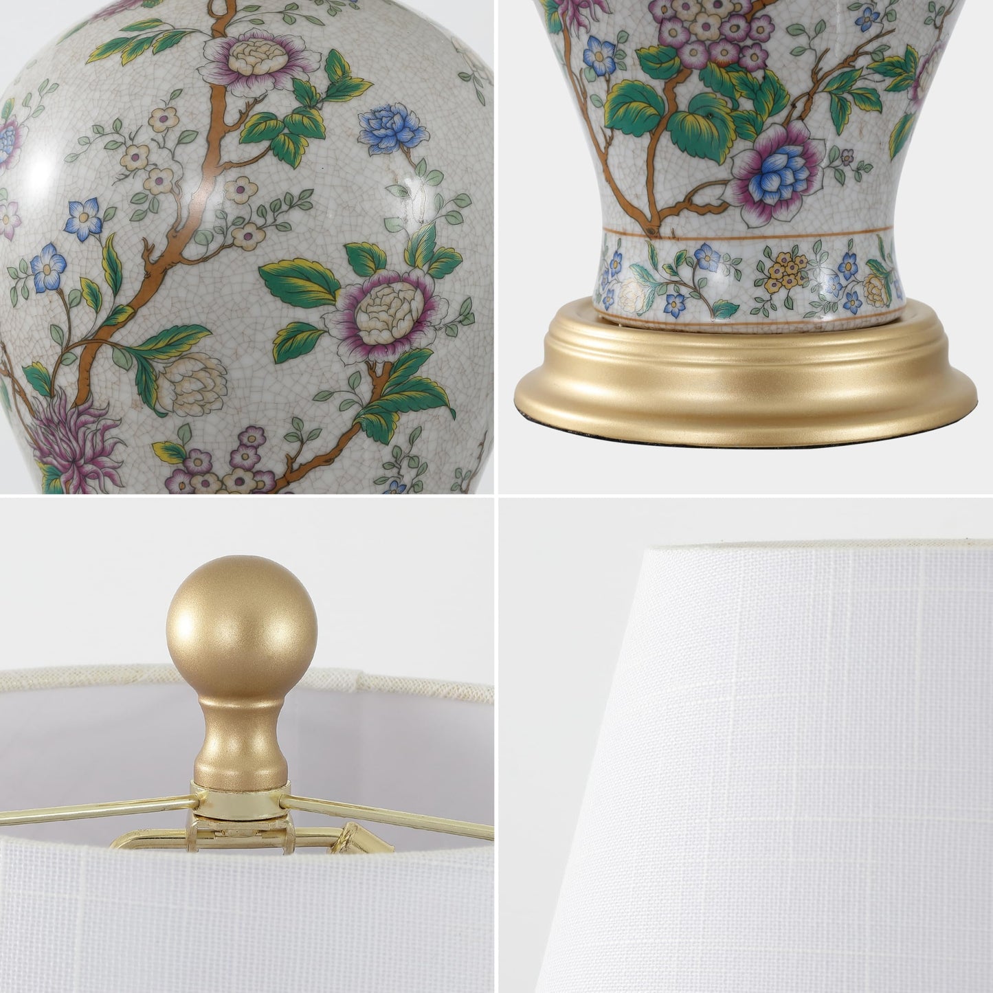 Jonathan Y Grace 24 Floral Led Table Lamp, Multicolor Ceramic, Model Jyl3009A For Bedroom, Living Room, Office