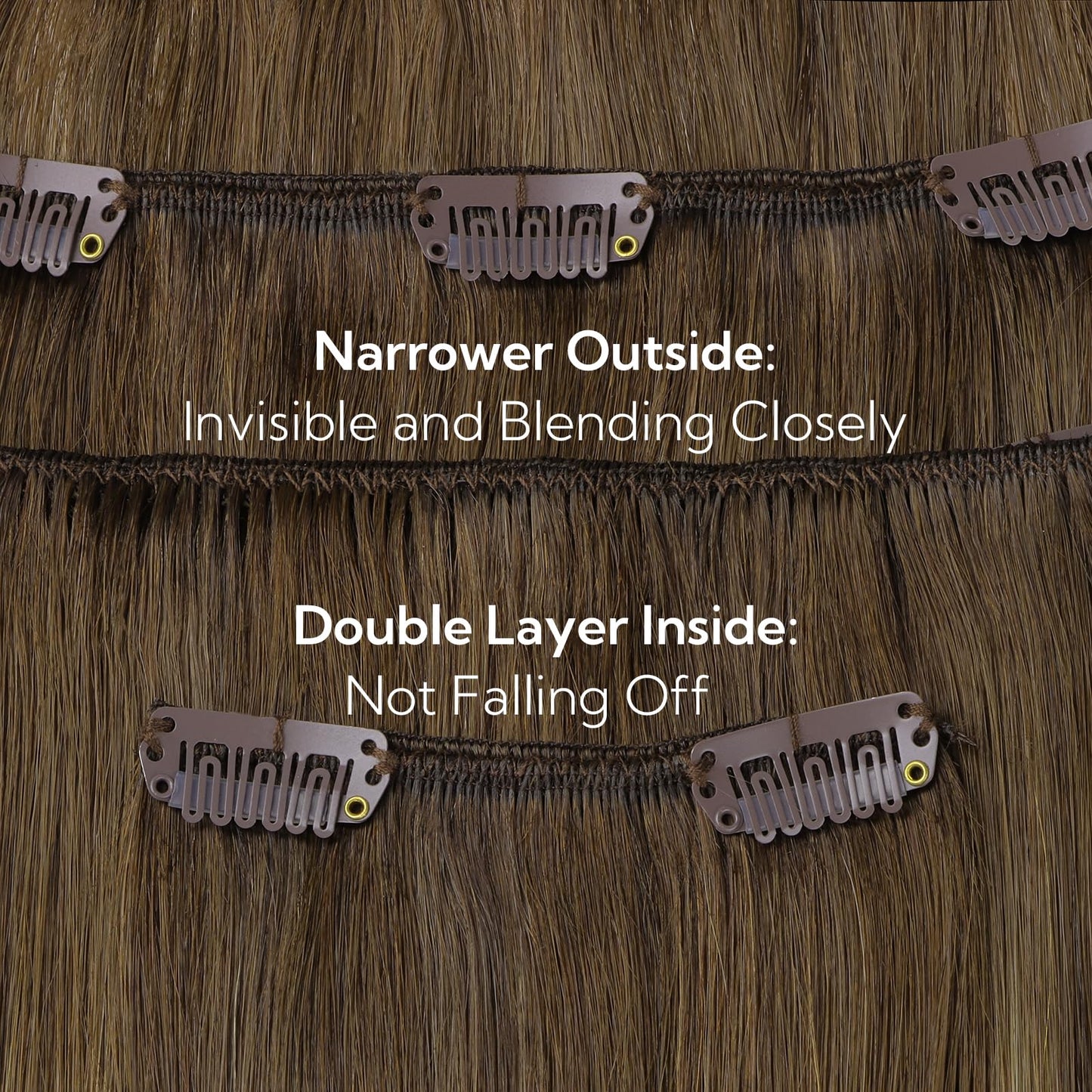HOTBANANA Clip in Hair Extensions Real Human Hair, 135g 9pcs 16 inch Chocolate Brown with Honey Blonde Straight Remy Clip in Ext