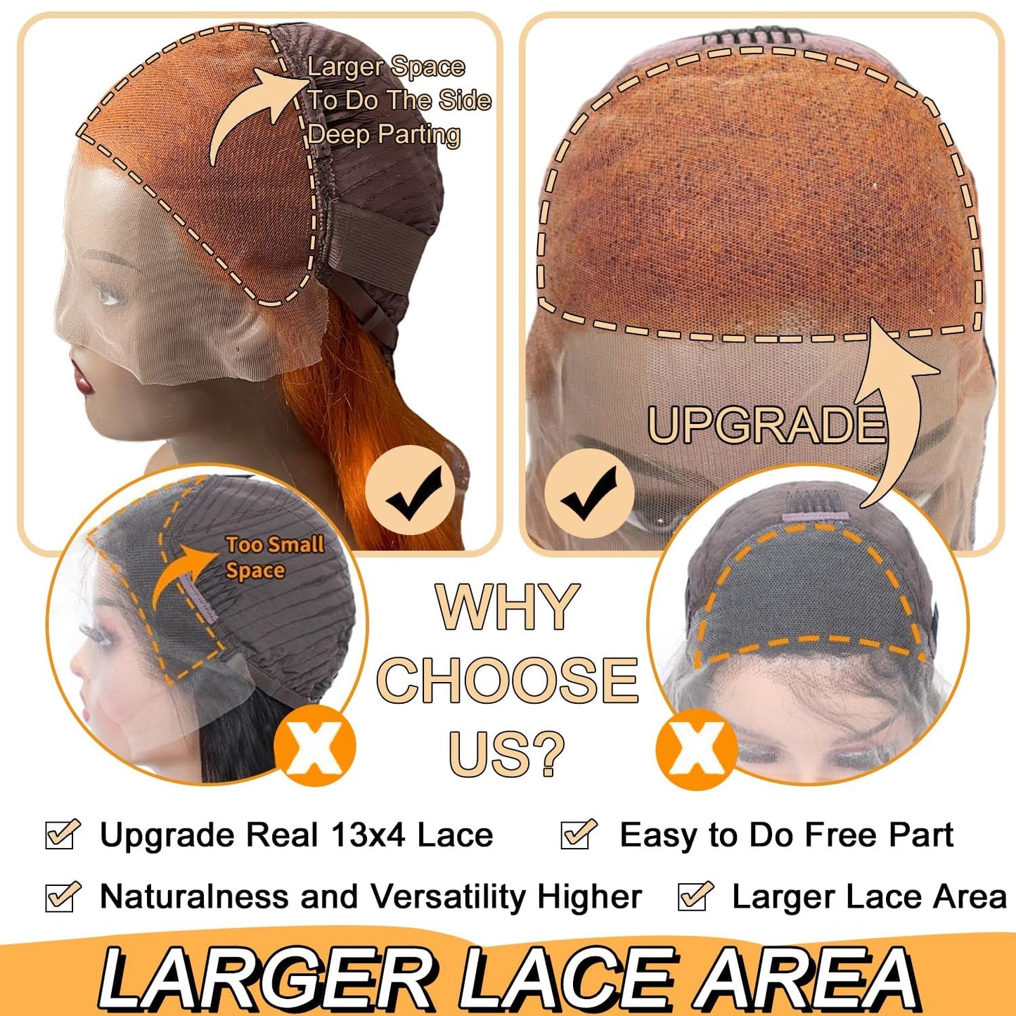 Suresen 350 Ginger Body Wave Lace Front Wigs Human Hair Pre Plucked 16 Inch 13x4 HD Lace Front Wigs Body Wave Colored Wigs Human