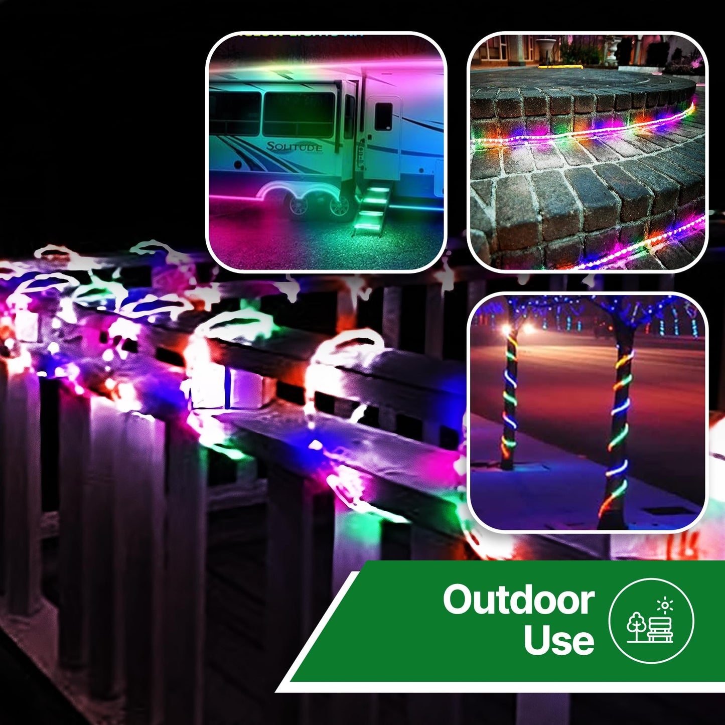 Tupkee LED Rope Light Multi-Color 24 Feet 144 Long Life Bulbs PVC Tube Copper Wire