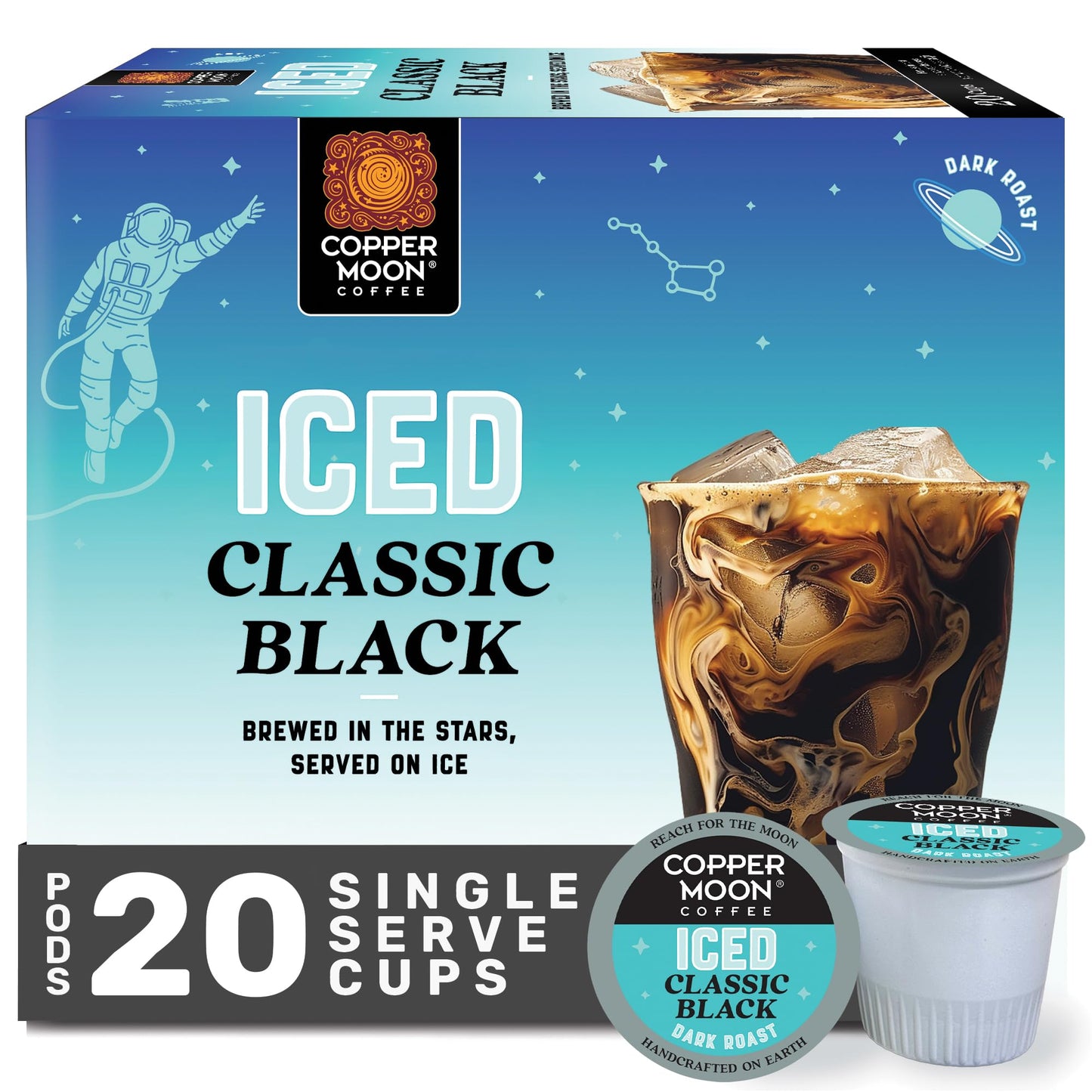 Copper Moon Single Serve Coffee Pods for Keurig K-Cup malt-inspired Classic Black Brew Over Ice 20 Count