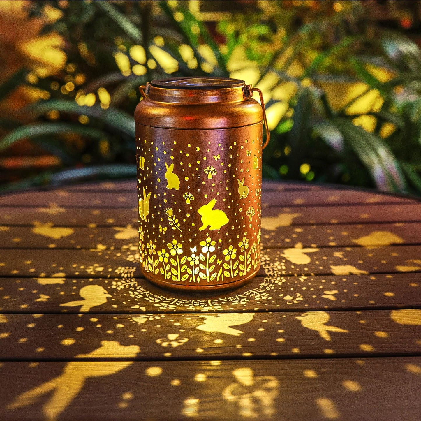 Rabbit Solar Lanterns Outdoor Waterproof Hanging Lights Garden Decor Birthday Gifts For Women Mom Grandma Metal Solar Lantern Decorative Light For Yard Porch Patio Pathway Backyard