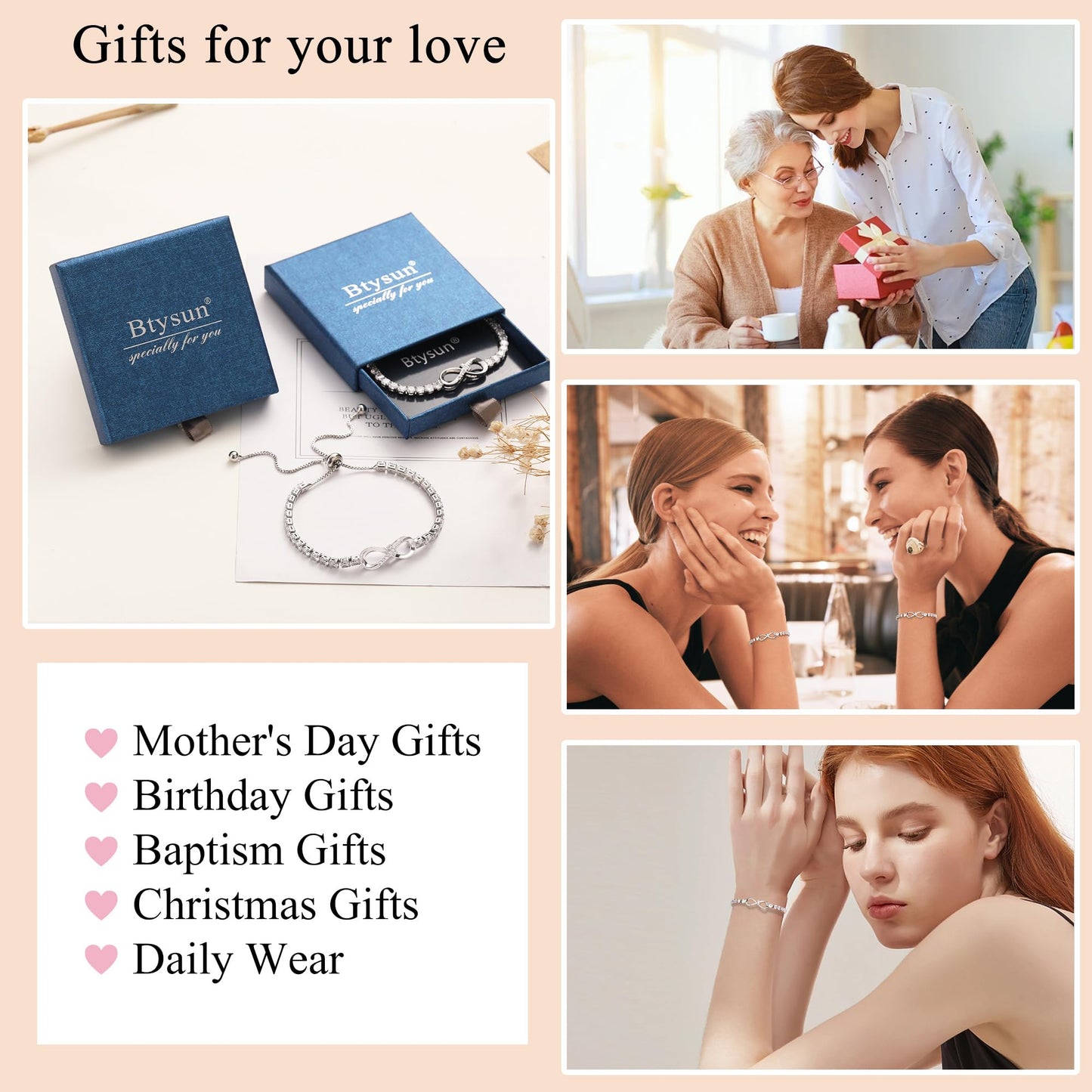 Btysun Gifts for Daughter, Daughter Gift from Mom Christmas Birthday Gifts for Her Stocking Stuffers for Teens Infinity Cross Br