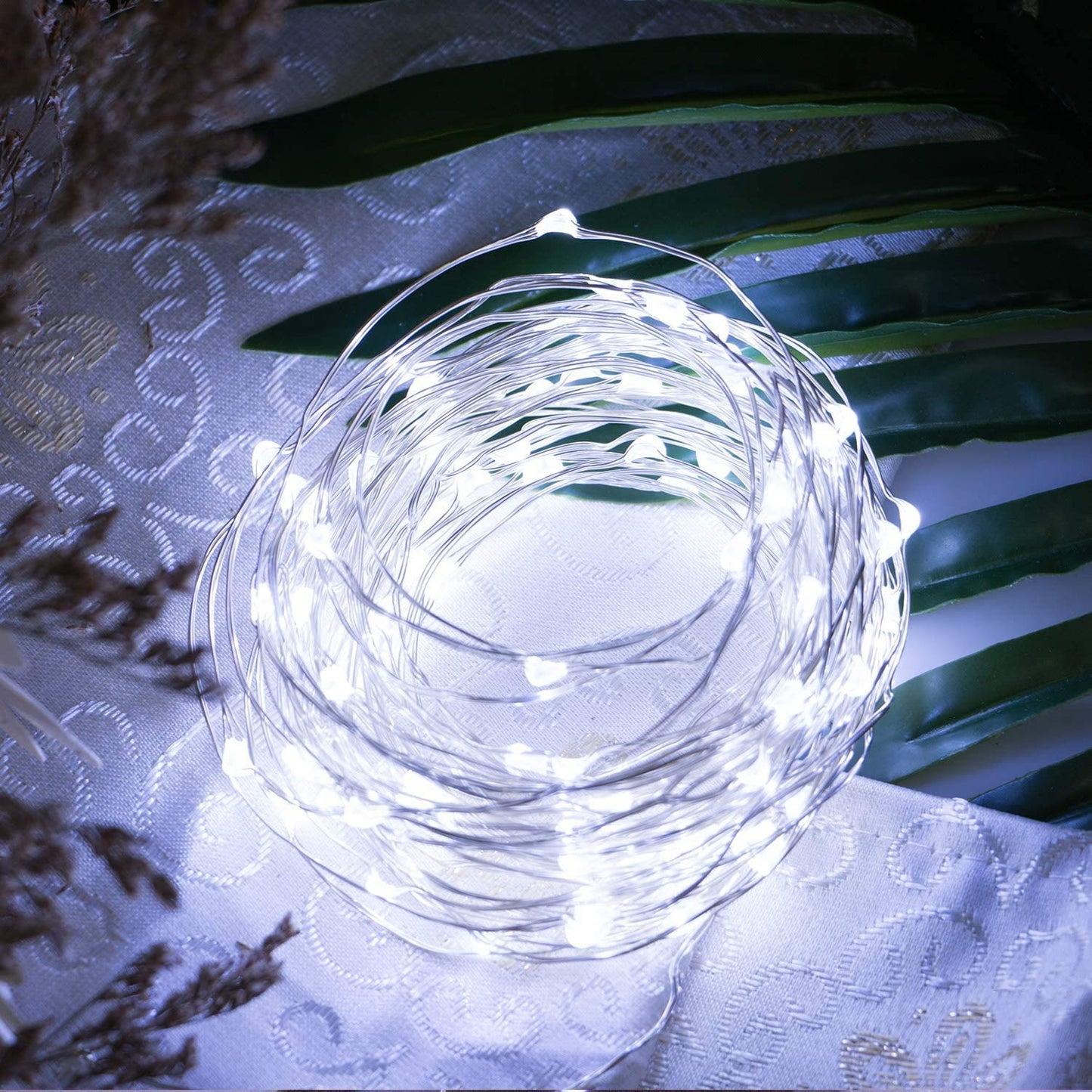 Minetom Fairy Lights, Battery Operated 5 Pack, 20 LED, 7 FT, Waterproof Silver Wire, Pure White