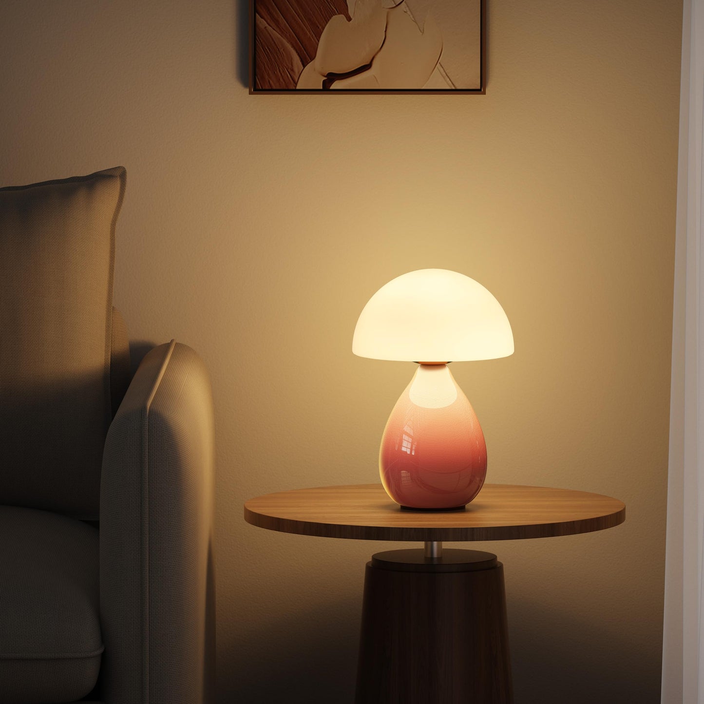 Vanbolon Mushroom Lamp Table Light Mini Modern Lamp Bedside Small Table Nightstand Led Small Light Dimmable For Bedroom Living Room Ceramic Base Glass Led Home Decor For Woman Children Gift