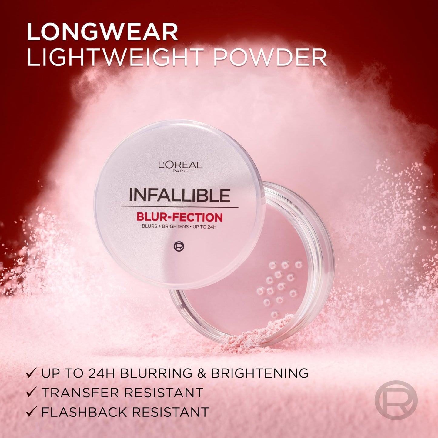 L'Oreal Paris Infallible Blur-fection Longwear Loose Setting Powder, Blurring Face Powder With Up to 24HRs of Wear, Brightening