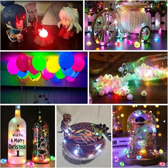 ZGWJ 100PCs Mini Led Lights,Flash Led Balloons Light up Balloons for Party Decorations Neon Party Lights for Paper Lantern Easter Eggs Birthday Party Wedding Halloween Christmas Decoration