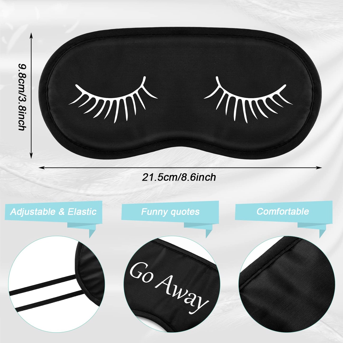 Eurzom 40 Pcs Funny Sleep Eye Mask Soft Night Mask Bulk for Sleeping Blackout Blindfolds with Adjustable Strap for Women Men Kids Nap Meditation Party Travel Gifts Favors(Black)