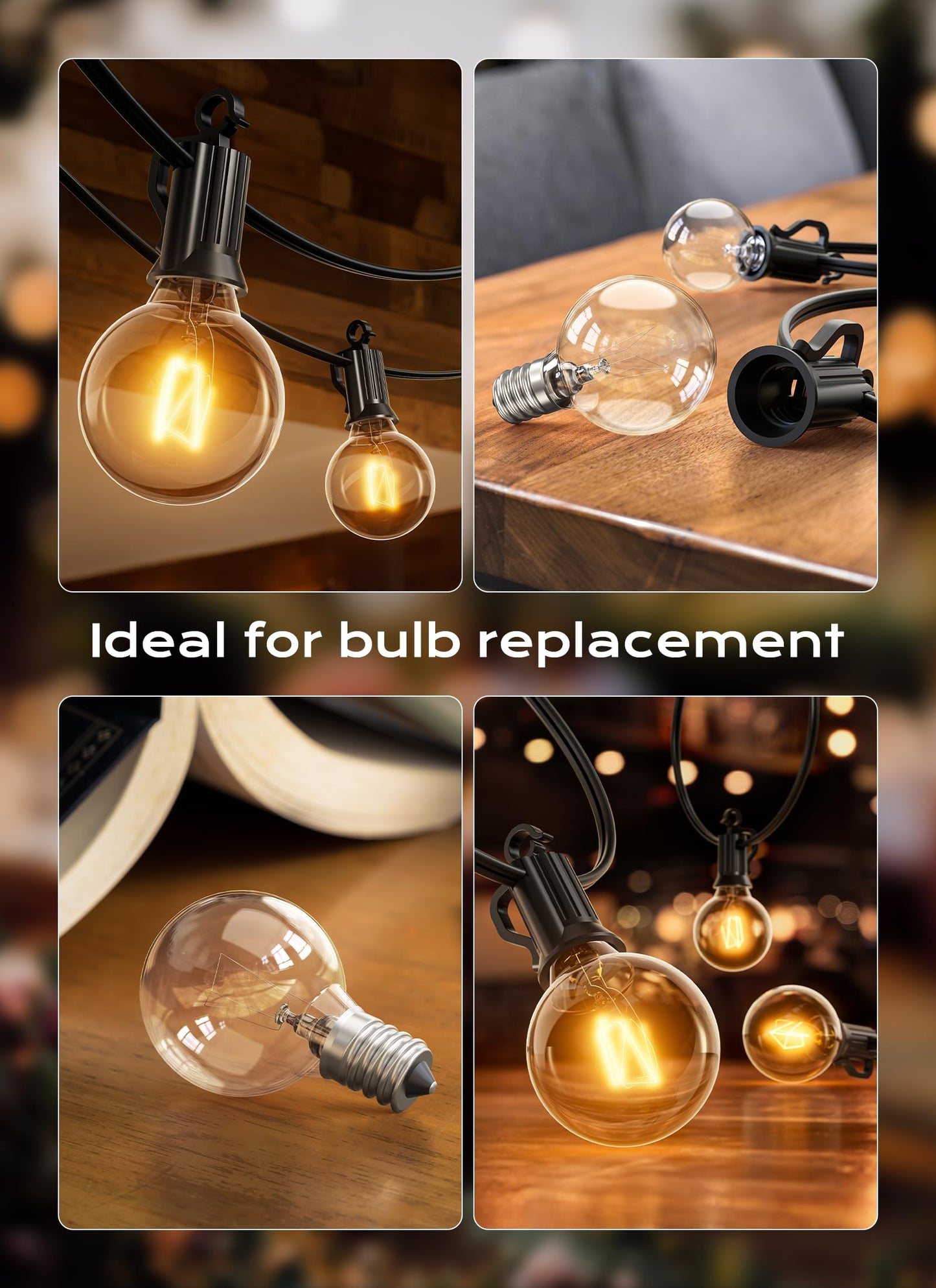 Brightown G40 Replacement Light Bulbs, Clear Glass, E12 Base, 5W, Warm White, 25 Count