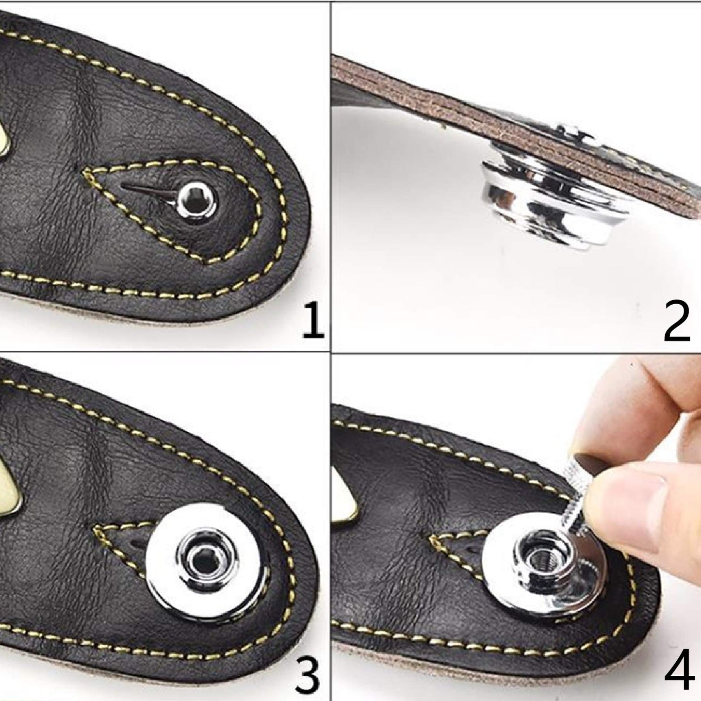 Miwayer Guitar Strap Locks Round Head Heavy Duty Metal Security Straplock, 4 Strap Button & 4 Rubber Block For Electric Acoustic