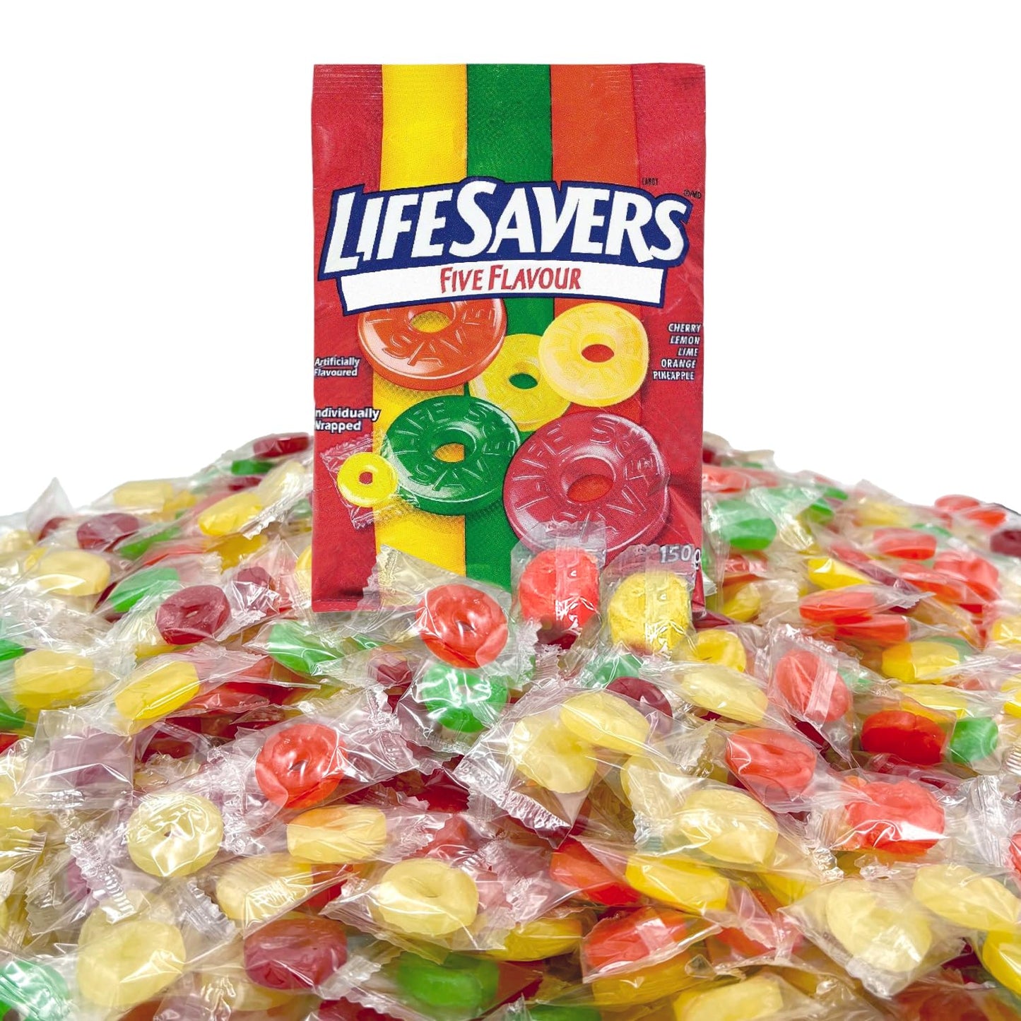 Canada 5 Flavors Hard Candy - 2 lb Bag - Pineapple Lime Orange Cherry Lemon - Sweet and Fruity Individually Wrapped Candies - Approx. 200 Pieces