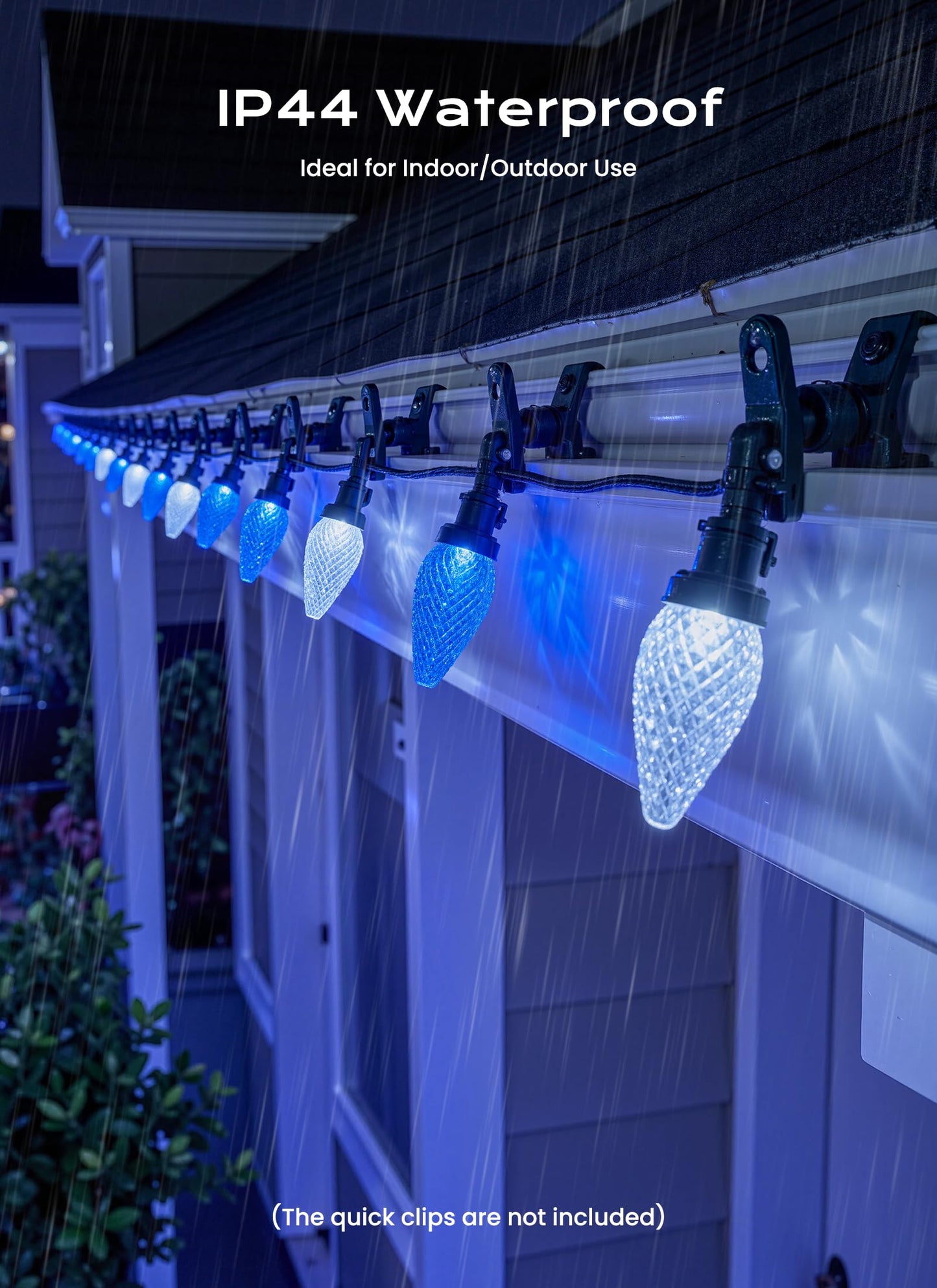 C9 Christmas Lights Outdoor 66 Ft 100 Led Connectable C9 String Lights With 8 Modes And Timer Xmas Tree Patio Roofline Garden Yard Holiday Party Indoor Outdoor Decoration Blue And White