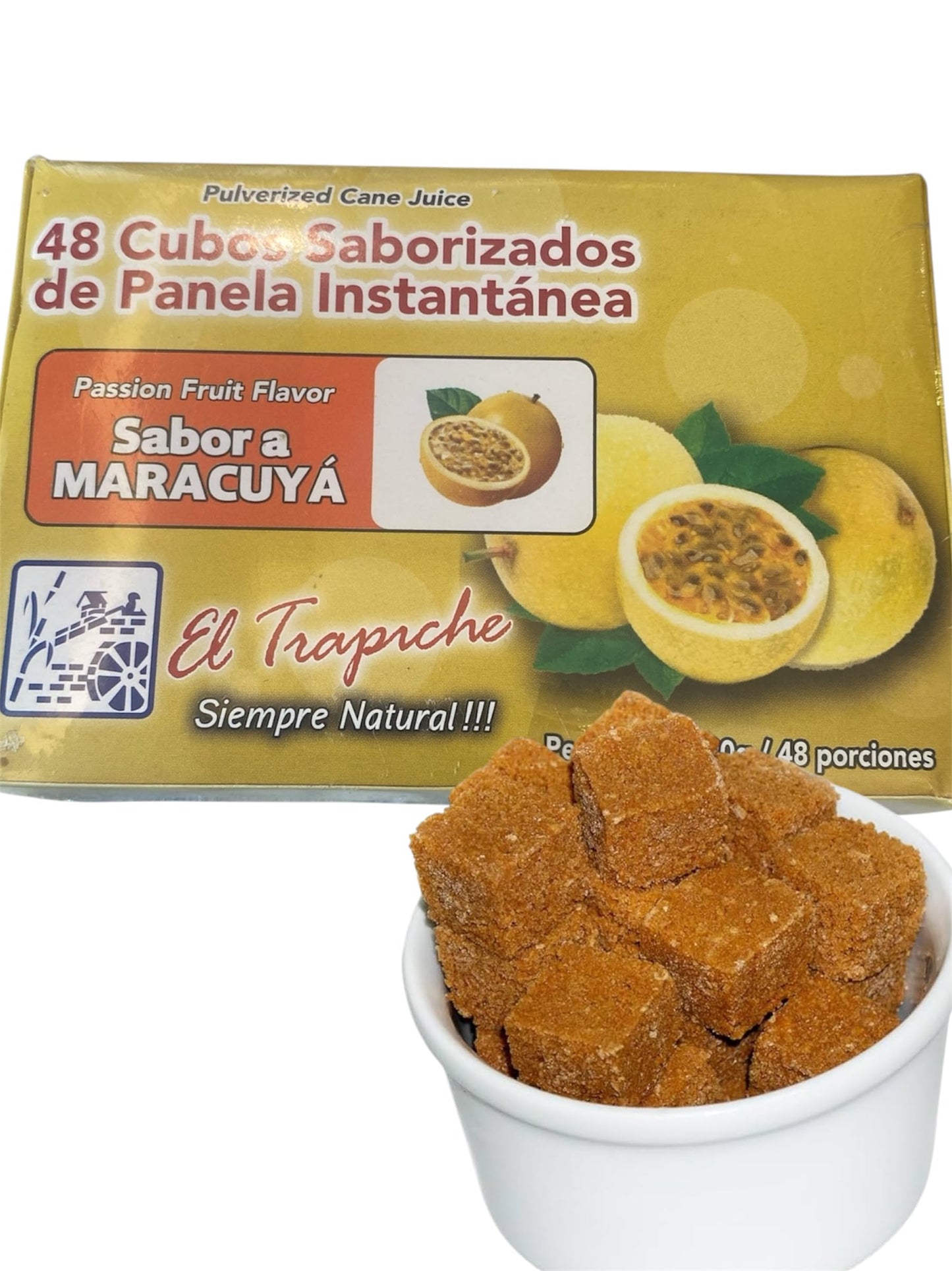 PANELA en cubos Instant nea saborizada 48 cubos peso neto 320g para tomar en forma de TE, importada de Colombia (Maracuya - Pas