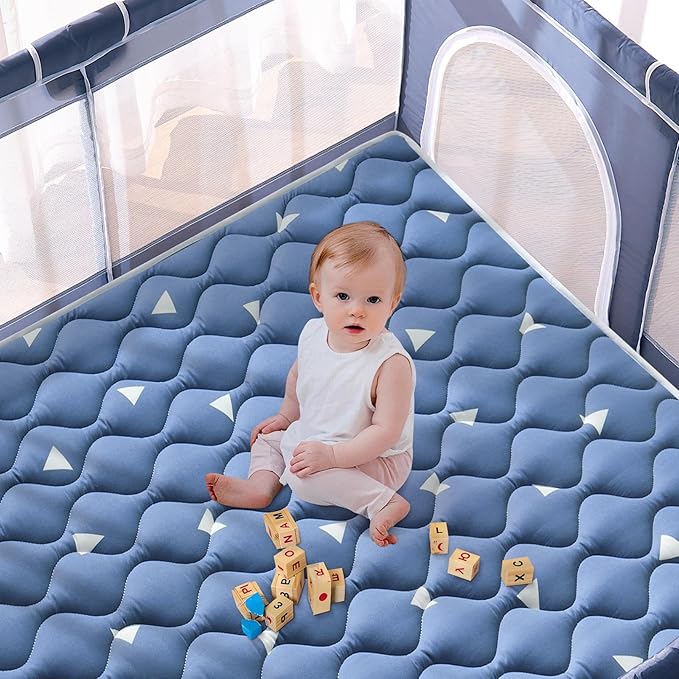 Baby Play Mat 79" X 63", Premium Thicken Foam One-Piece Crawling Mat, Extra Large Non-Slip Cushioned Activity Playmats for Babies, Toddlers, Infants, Play & Tummy Time