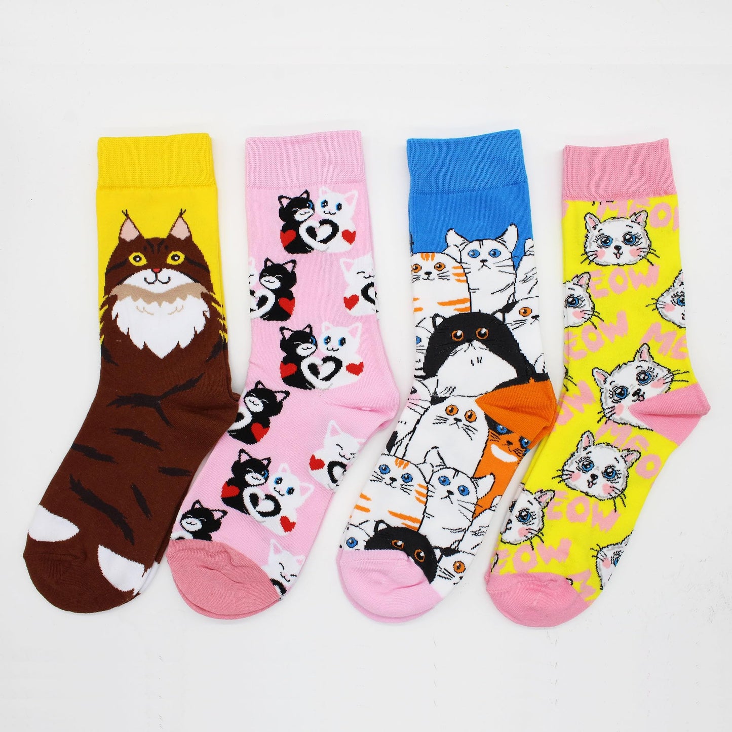 BLBJYPZX Cat Socks for Women Girls, Fun Novelty Cute Funky Cool Crazy Cute Silly Crew calf Cotton Socks, Womens Gift