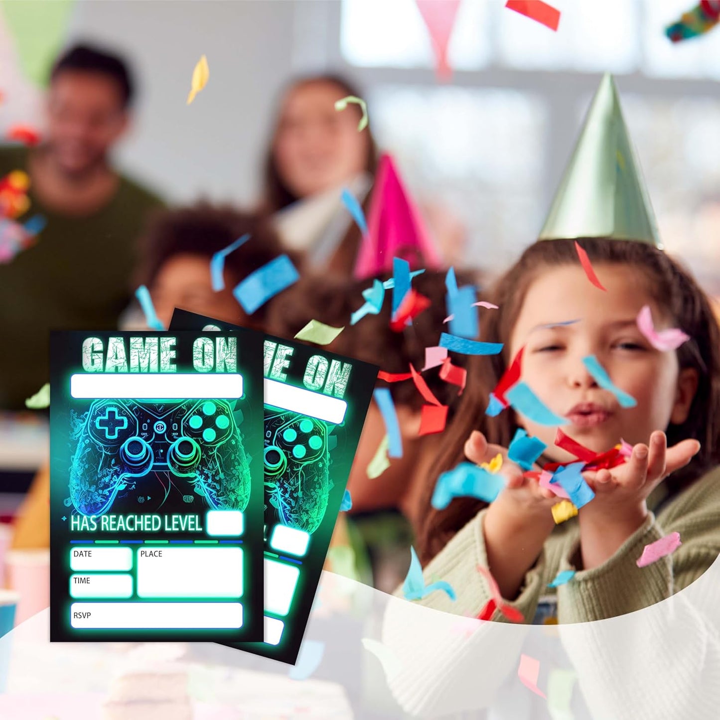 Gamer Birthday Invitations, Video Game Birthday Party, Gaming Party Decorations, Birthday Party Invitations For Boys Girls, Kids Birthday Invitations, 20 Cards with 20 Envelopes.(115)