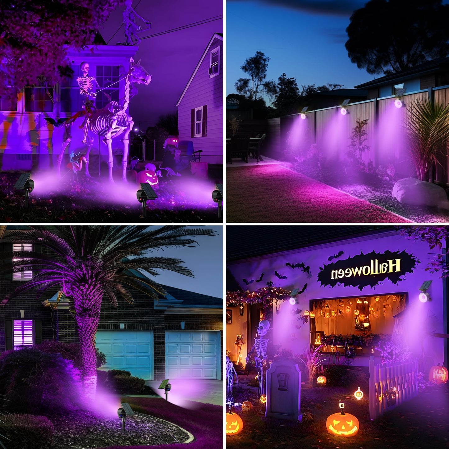Nipify 2 Pack Solar Spot Lights Outdoor Waterproof Solar Spotlight Light For Outside Yard Landscape Lighting Pathway Lights Wall Auto On/Off Purple