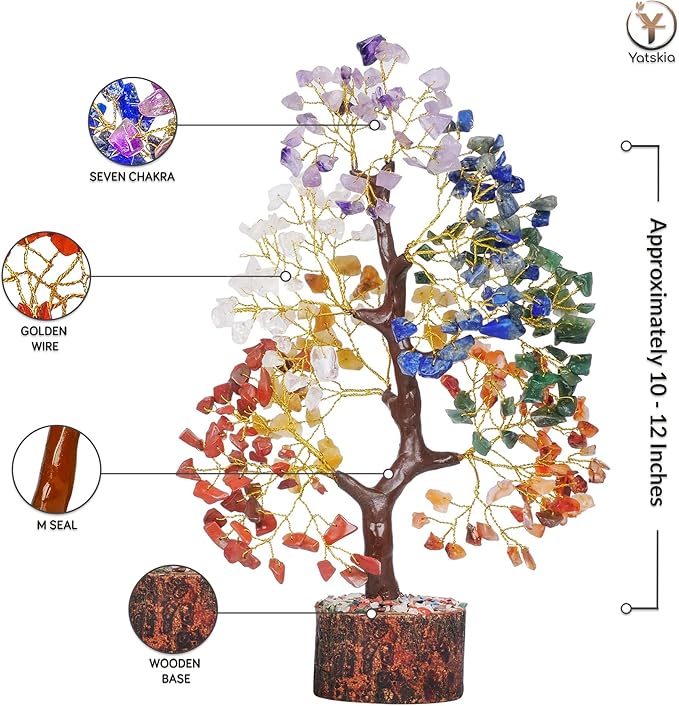 YATSKIA 7 Chakra Tree of Life - Crystals and Healing Stones | Birthday Gifts for Women | Crystal Tree for Positive Energy | Home Office Decor | Spiritual Gifts for Women