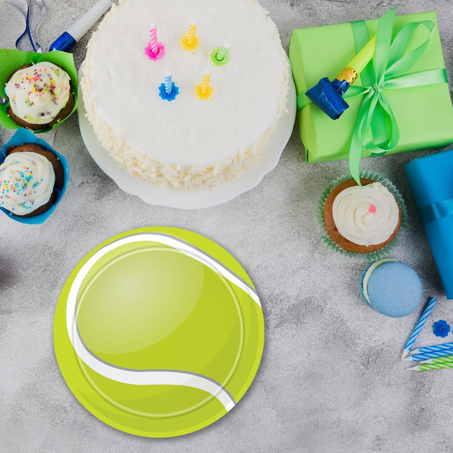 Tennis Party Decorations,60pcs 7inch Tennis Plates,Tennis Ball Party Decorations Tableware Disposable Paper Plate Set,for Baby Shower Men Women Kids Sports Theme Birthday Celebration Decor Supplies