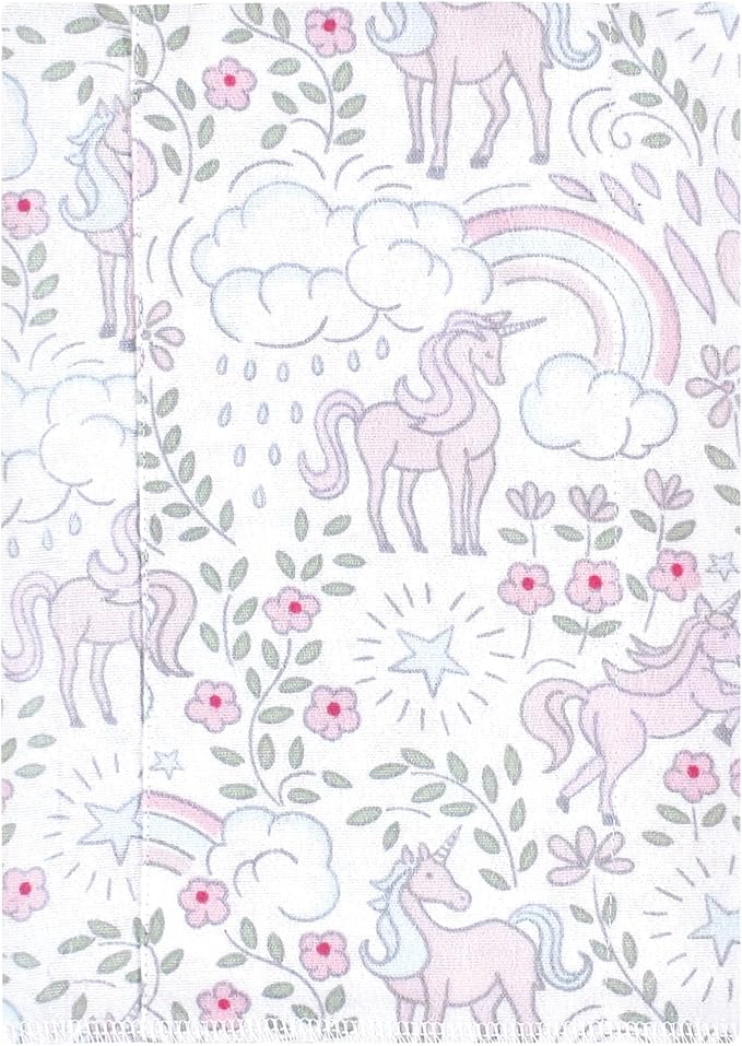 Luvable Friends Hudson Baby Flannel Burp Cloths 4pk, Magical Unicorn