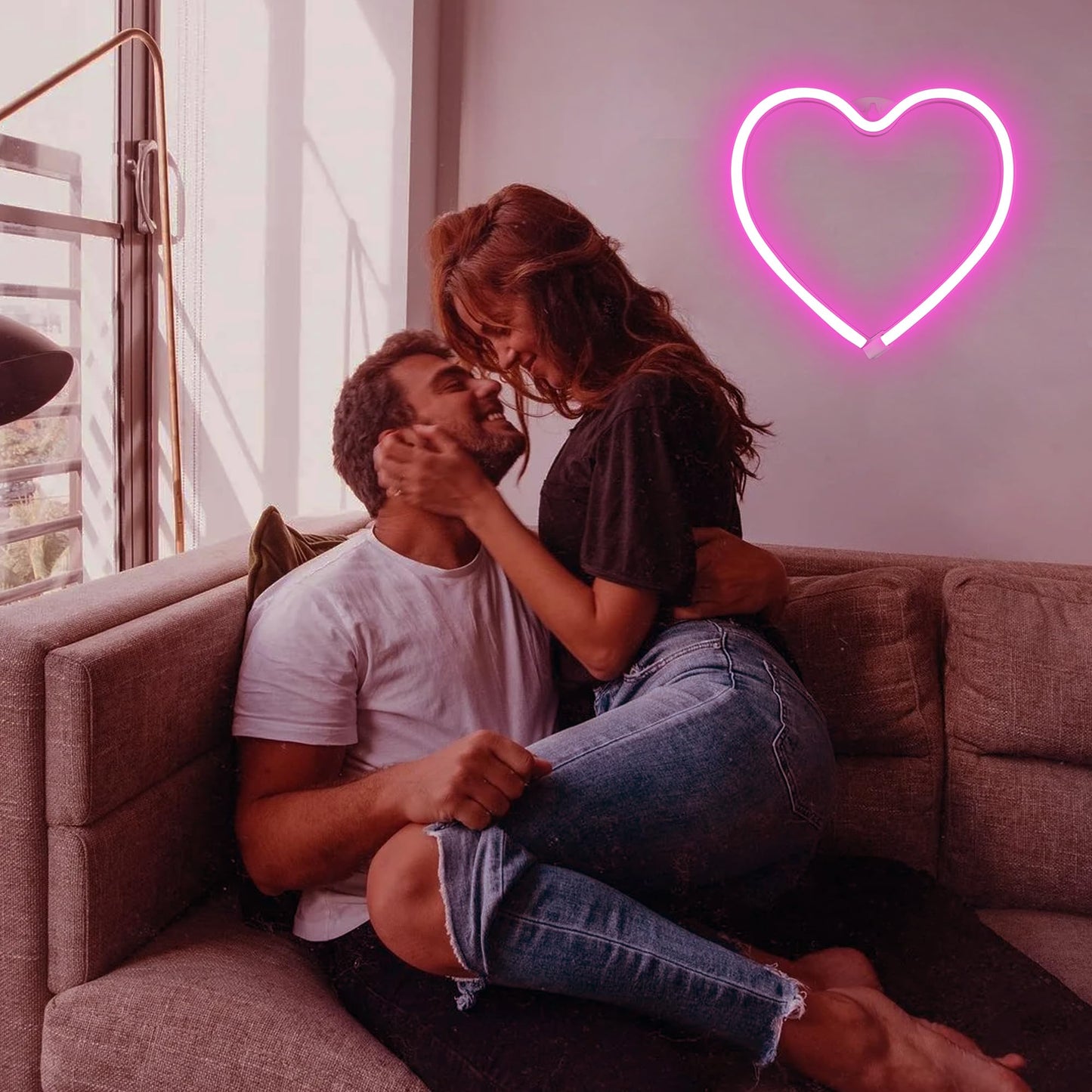 Pink Heart Neon Light Led Light Signs Powered By Battery Or Usb Light Decoration For Christmas Birthday Party Living Room Bedroom Table Children Gifts